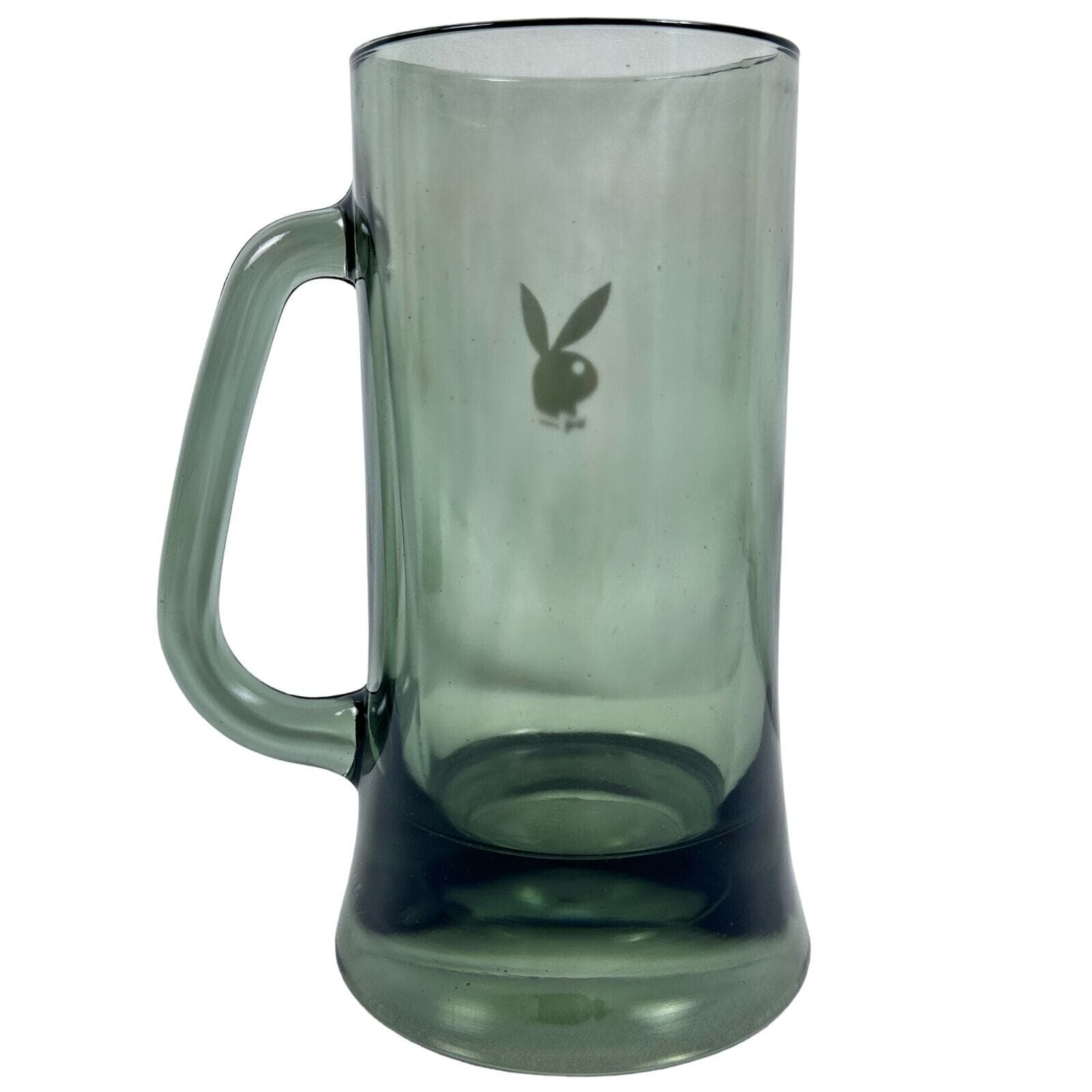 Playboy Smoky Green 1970s Glass Beer Steins Mugs VG Vintage - Thumbnail 4