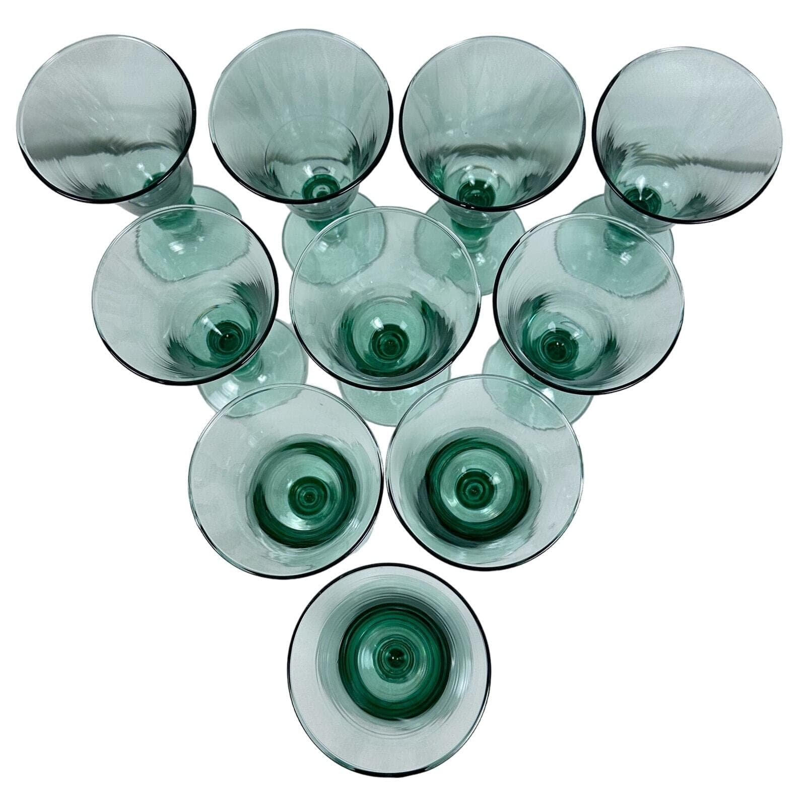 Mikasa Domain Green Glass Wine Goblets Vintage Rare Set of 10 Retired EX - Thumbnail 3