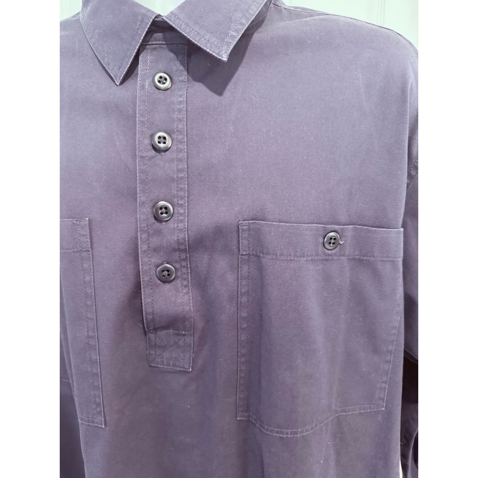 Orvis Men's XL Navy Pullover Shirt 100% Cotton Long Sleeve Dual Pocket Casual - Thumbnail 3