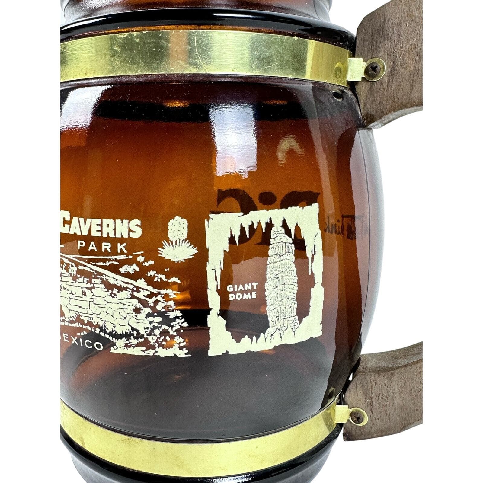 SiestaWare Amber/Brown “Think Big” Carlsbad caverns oversize Beer Stein Mug - Thumbnail 2