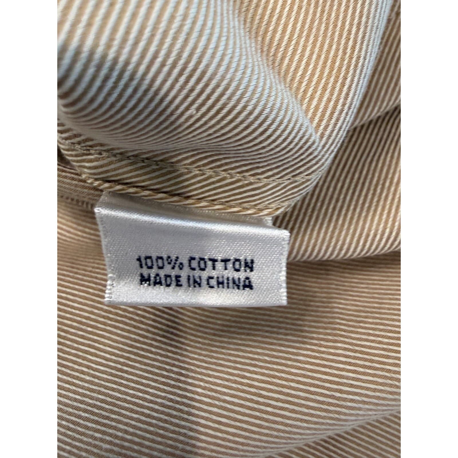 Turnbury XL Beige Tan Button Down Shirt Men's Long Sleeve 100% Cotton Twill - Thumbnail 6
