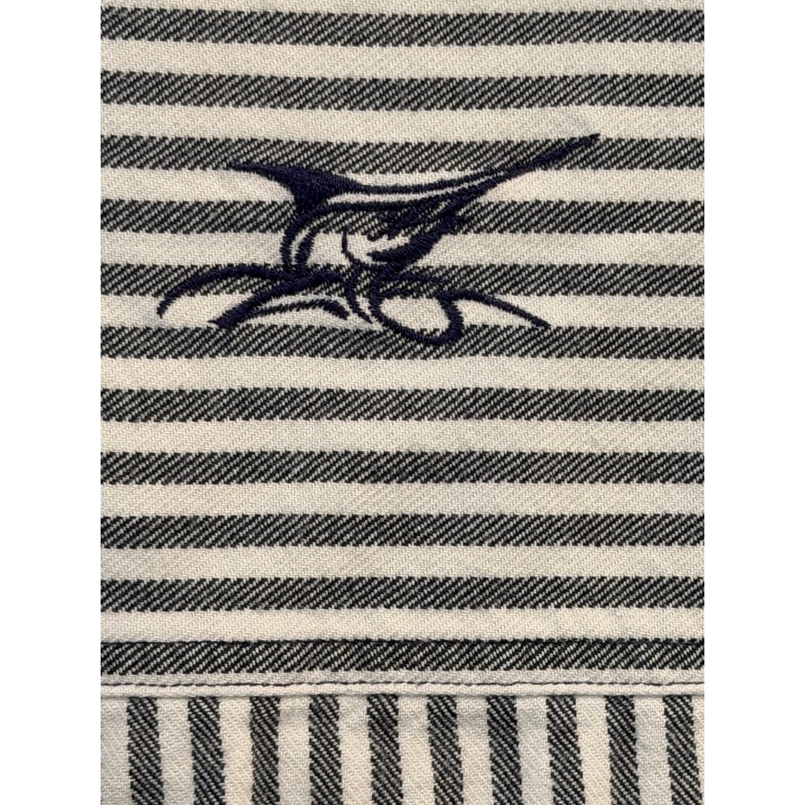 Madda Fella Men's XL Black White Striped Henley Shirt 100% Cotton Long Sleeve - Thumbnail 4