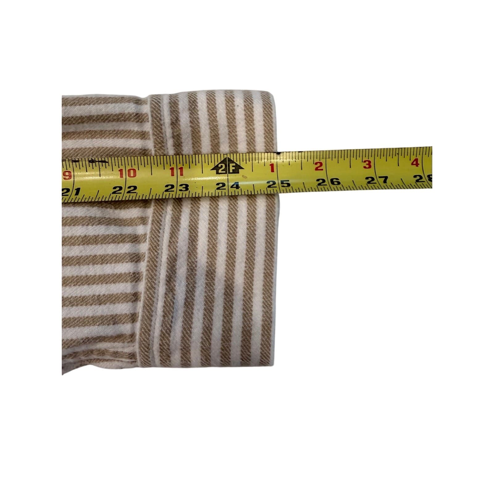 Madda Fella XL Tan White Stripe Long Sleeve Henley Shirt Cotton Key West - Thumbnail 9