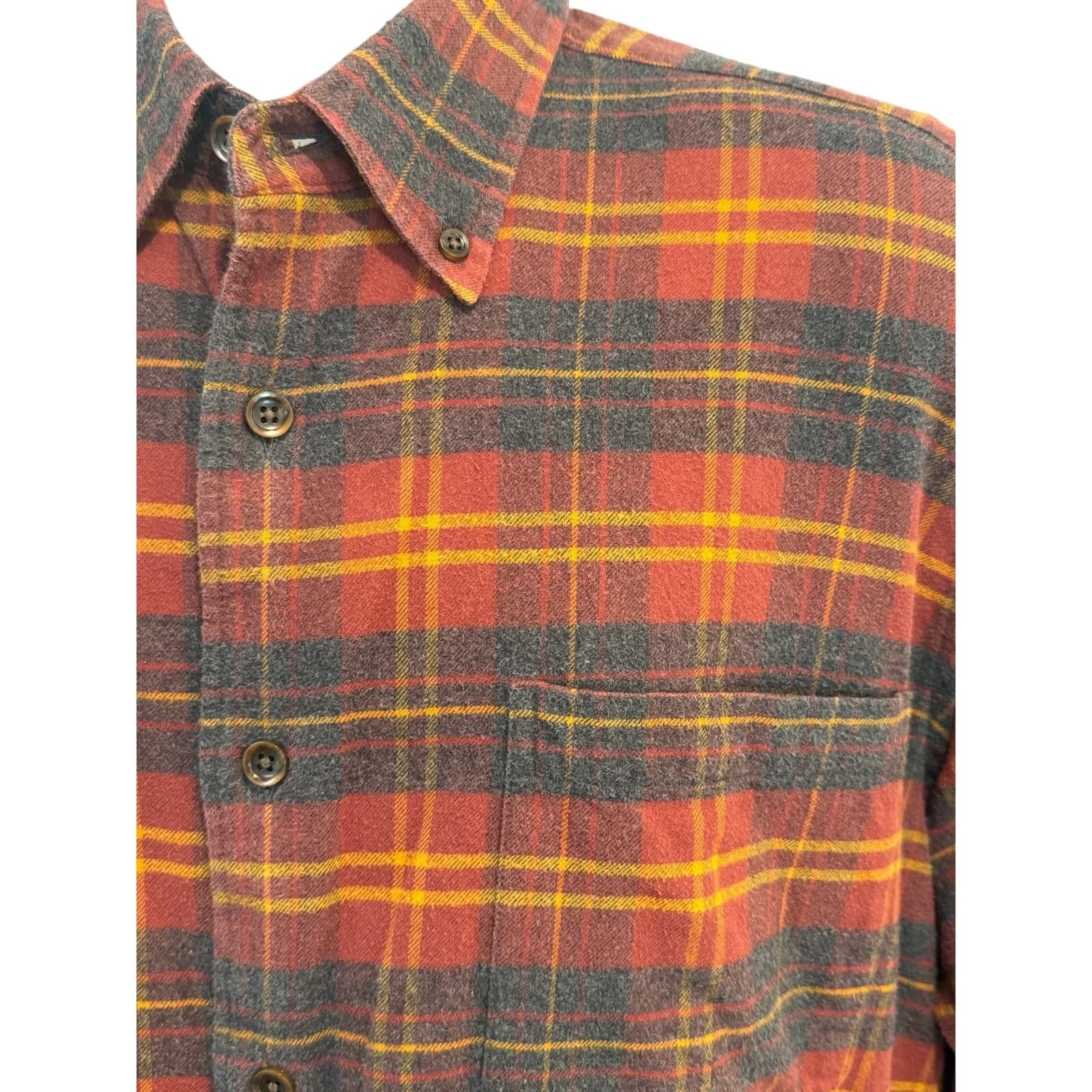 Orvis Luxury Flannel Shirt Mens XL Red Plaid Button Down 100% Cotton - Thumbnail 2