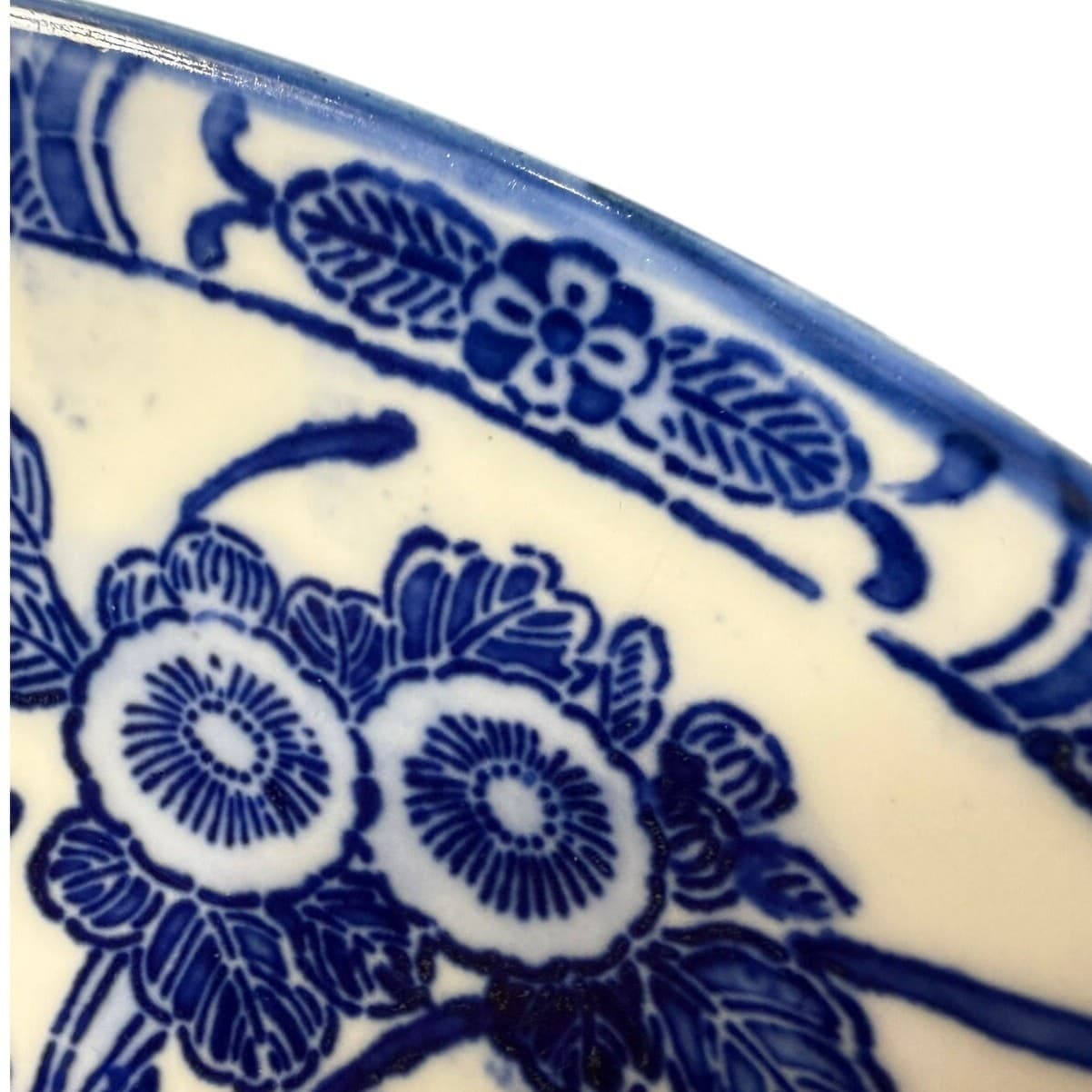 Antique Cauldon England Blue White Transferware Japonisme Floral Cabinet Plate - Thumbnail 11