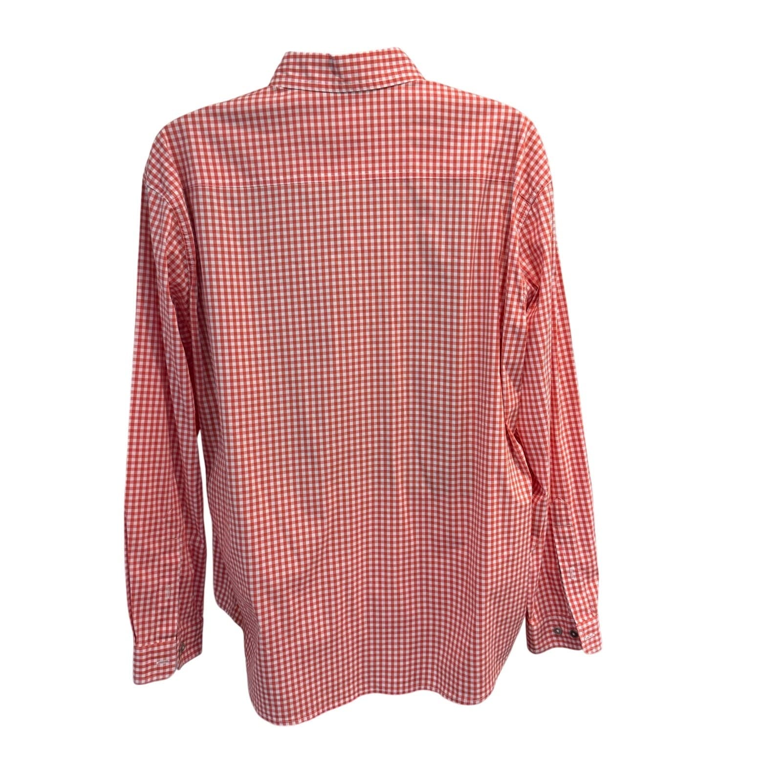 Orvis Active Fit XL Orange White Gingham Button Front Fishing Shirt Mens XL - Thumbnail 3