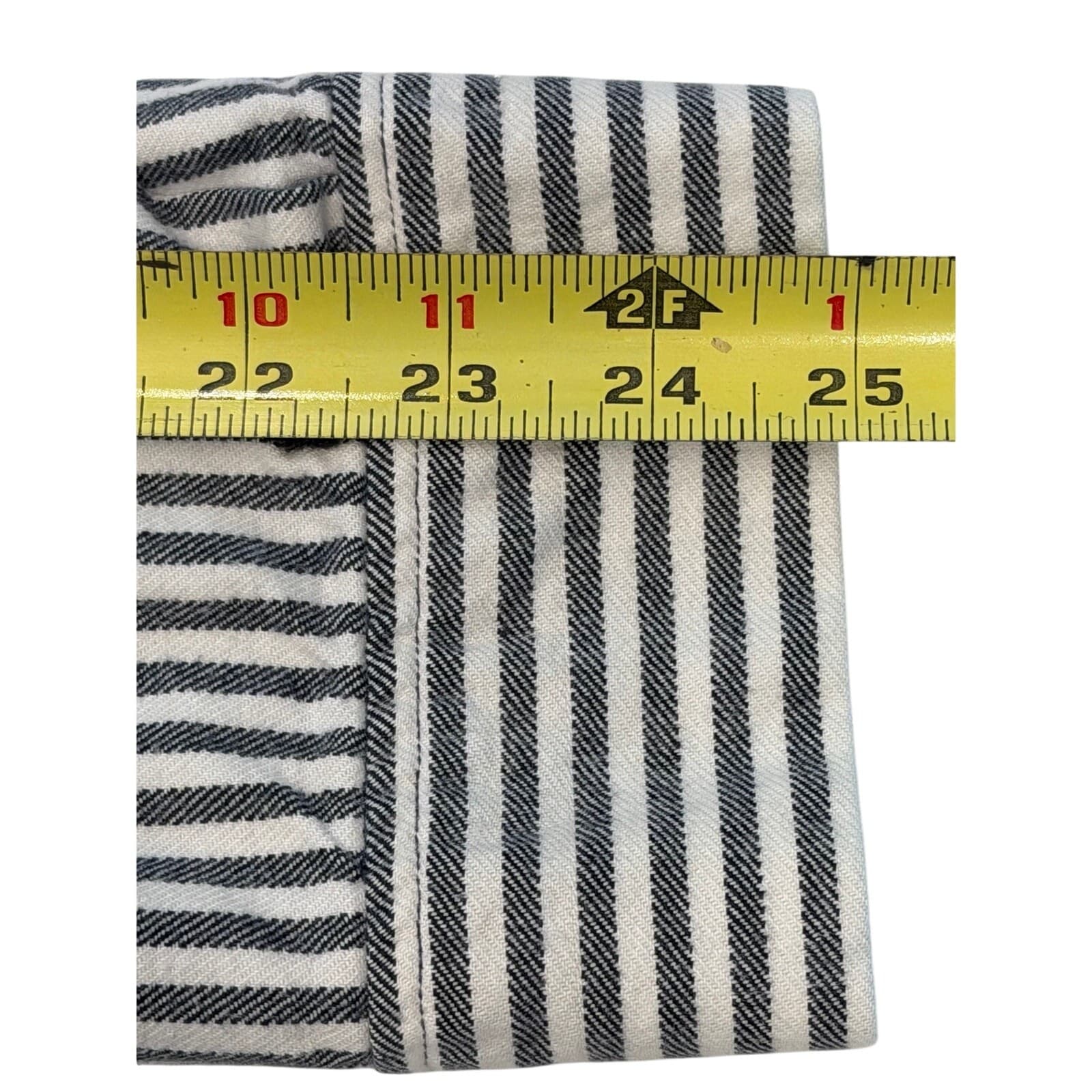 Madda Fella Men's XL Black White Striped Henley Shirt 100% Cotton Long Sleeve - Thumbnail 9