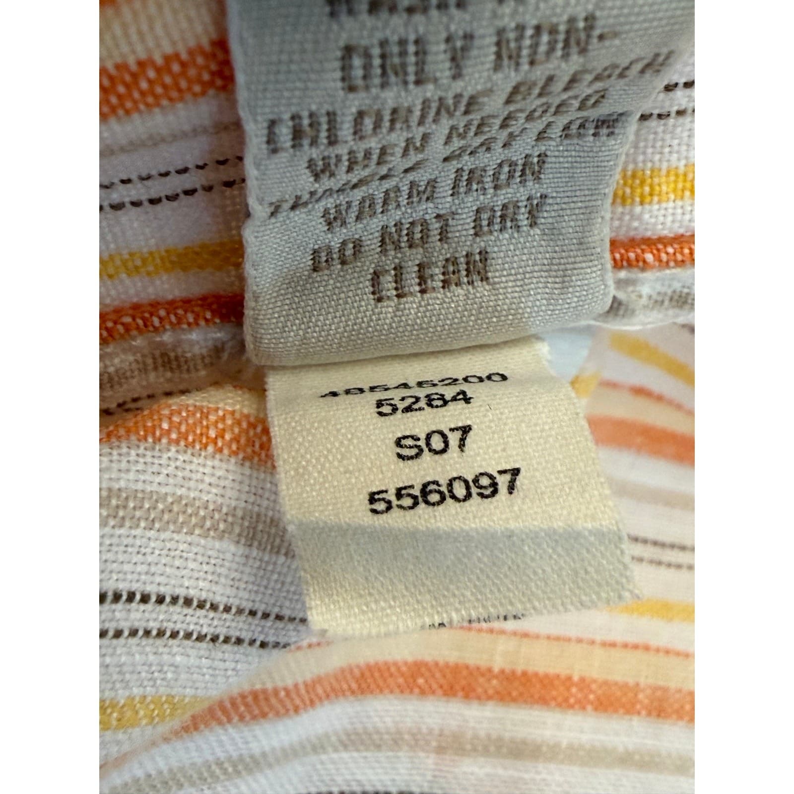 Banana Republic XL Linen Stripe Button Front Shirt Orange Yellow Long Sleeve - Thumbnail 8