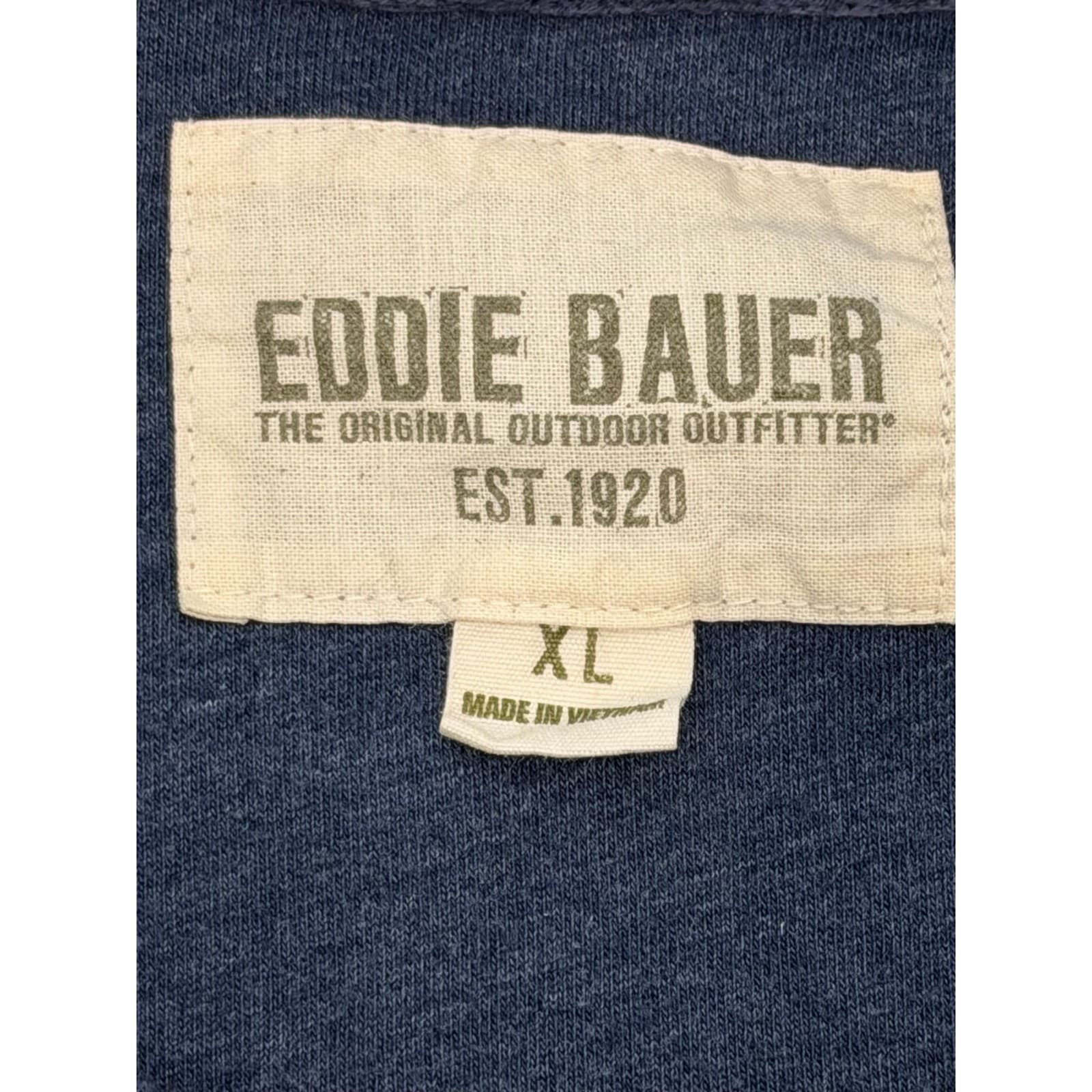 Eddie Bauer Men's Blue Waffle Knit Thermal Crewneck Pullover Shirt XL - Thumbnail 5