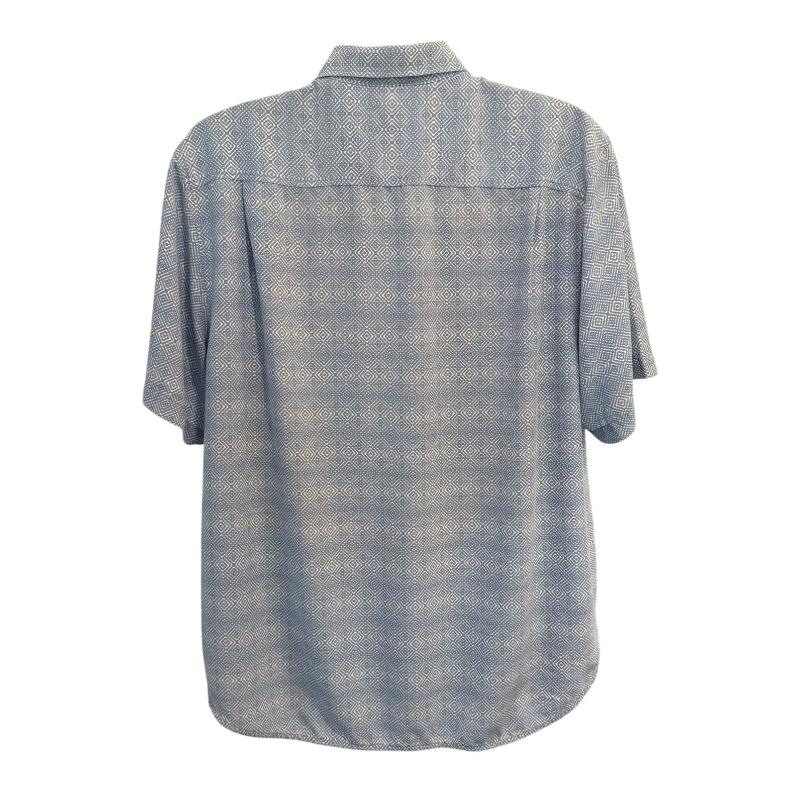 Tommy Bahama Coconut Point Blue Geometric Camp Shirt XL Tencel Modal Aloha - Thumbnail 4