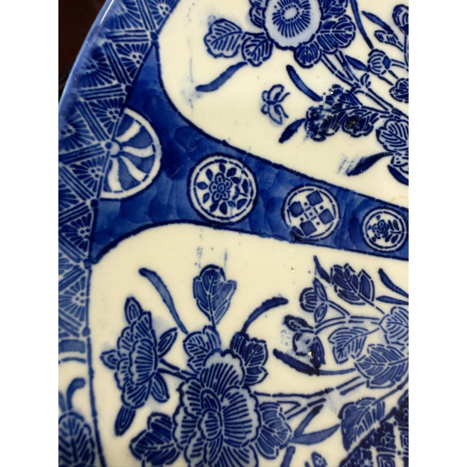 Antique Cauldon England Blue White Transferware Japonisme Floral Cabinet Plate - Thumbnail 9