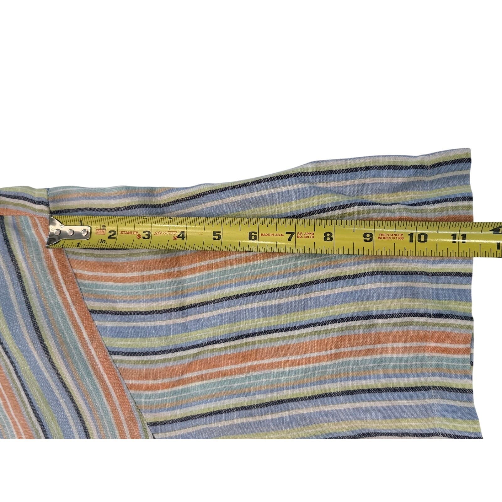 Jos. A. Bank XL 100% Linen Shirt Blue Orange Striped Short Sleeve Button Up - Thumbnail 6