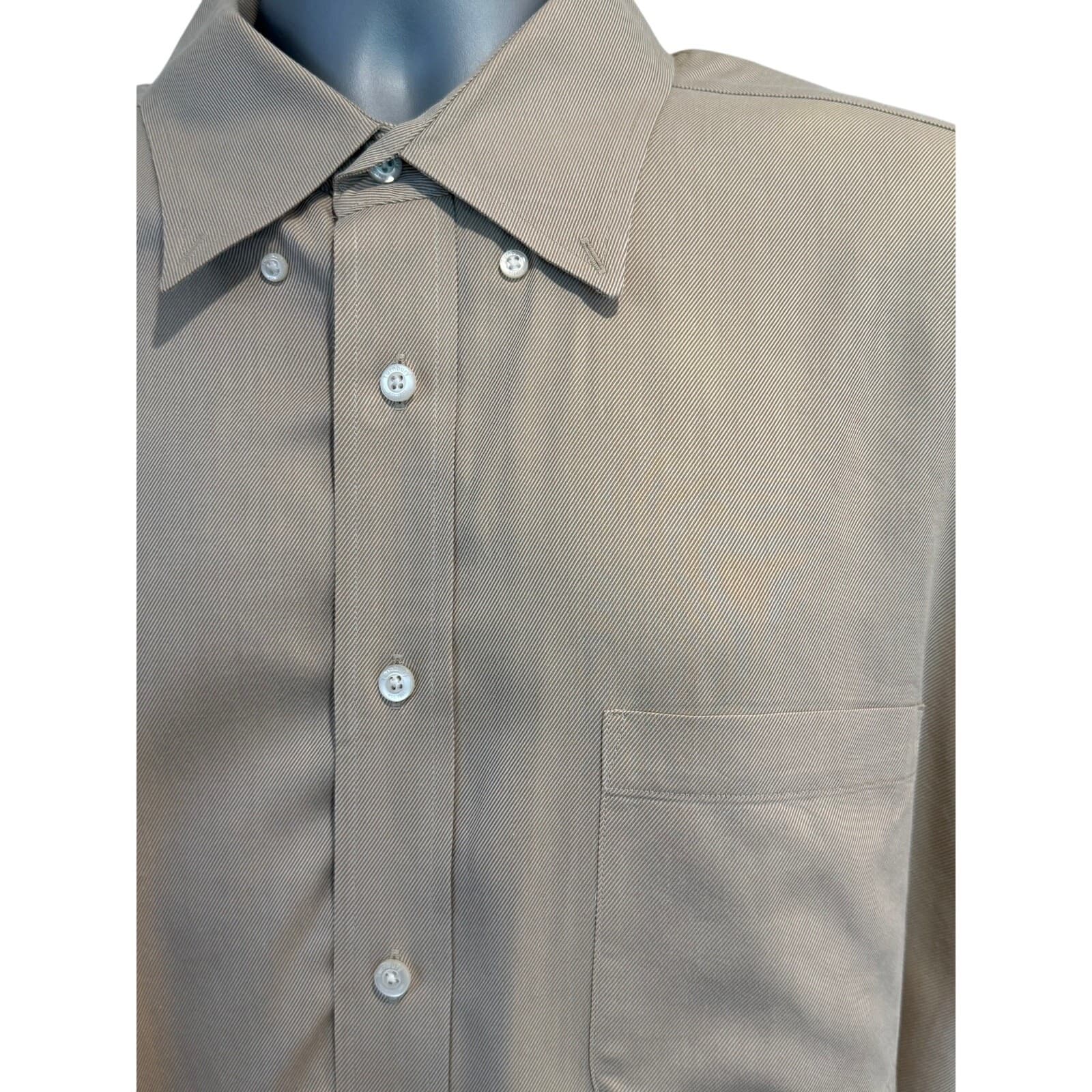 Turnbury XL Beige Tan Button Down Shirt Men's Long Sleeve 100% Cotton Twill - Thumbnail 2