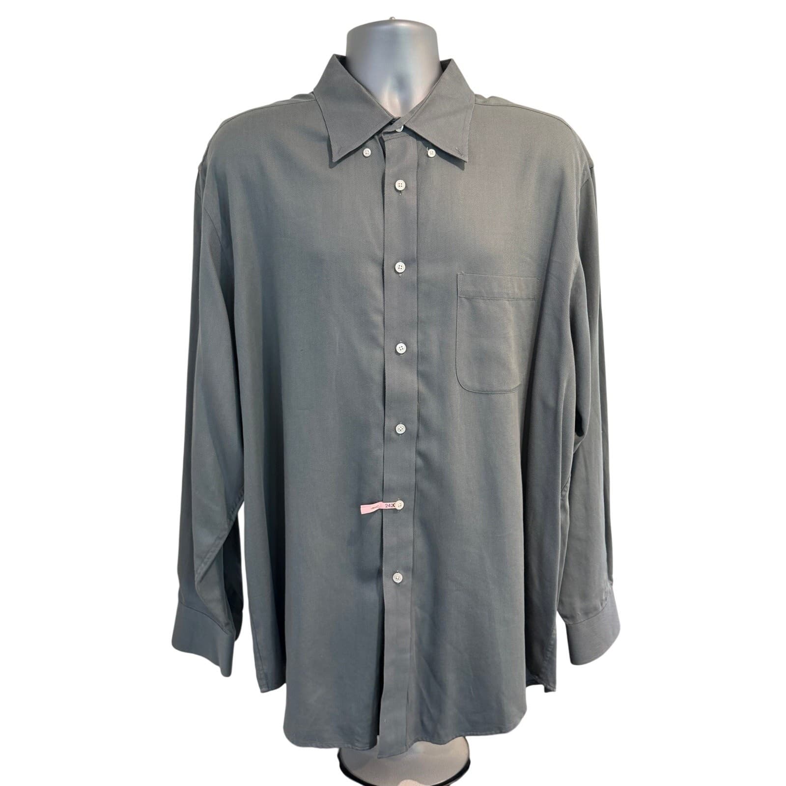 Turnbury XL Gray Twill Button Down Shirt Men's 100% Cotton Long Sleeve Pocket