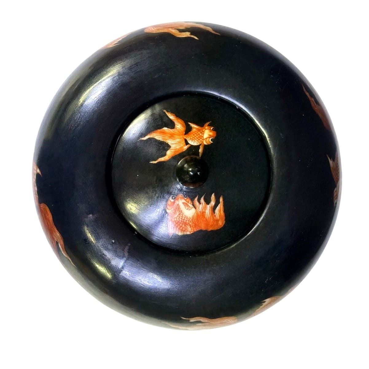 Black Noire Painted Porcelain Ginger Jar Goldfish Style of the Jiaqing Period - Thumbnail 4