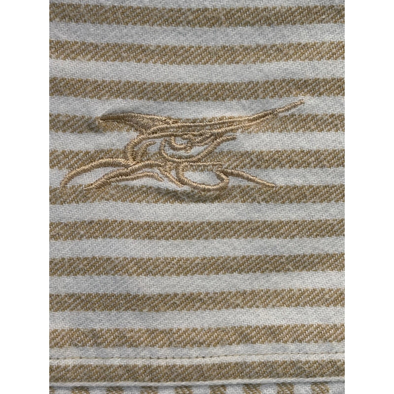 Madda Fella XL Tan White Stripe Long Sleeve Henley Shirt Cotton Key West - Thumbnail 4