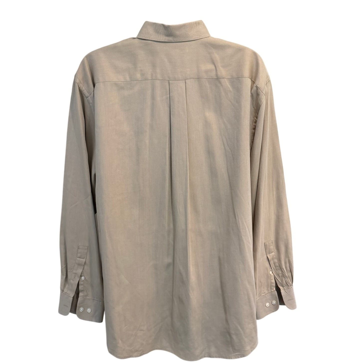 Turnbury XL Beige Tan Button Down Shirt Men's Long Sleeve 100% Cotton Twill - Thumbnail 3