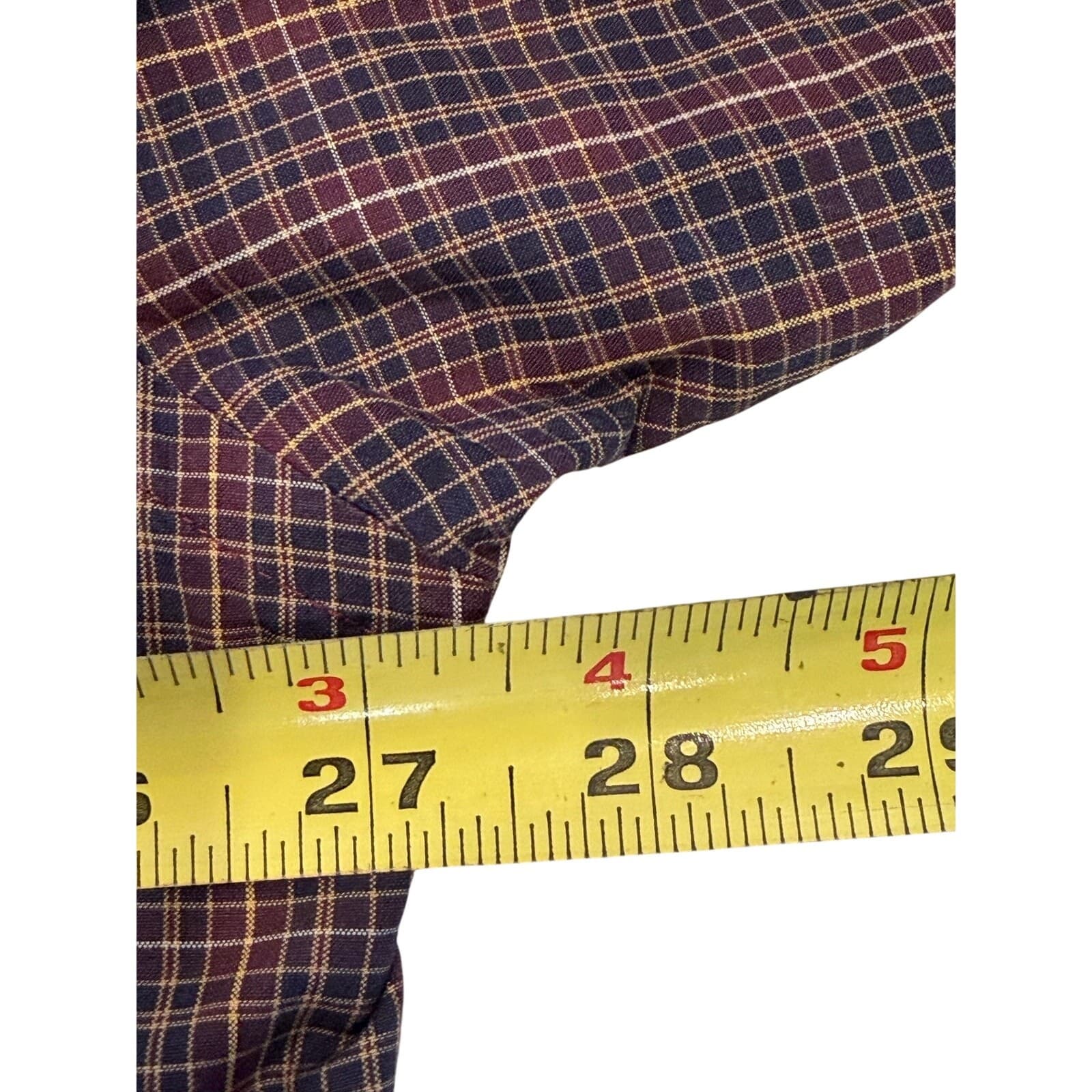 Daniel Cremieux Classics XL Burgundy Navy Plaid Button Shirt Fine Italian Fabric - Thumbnail 5