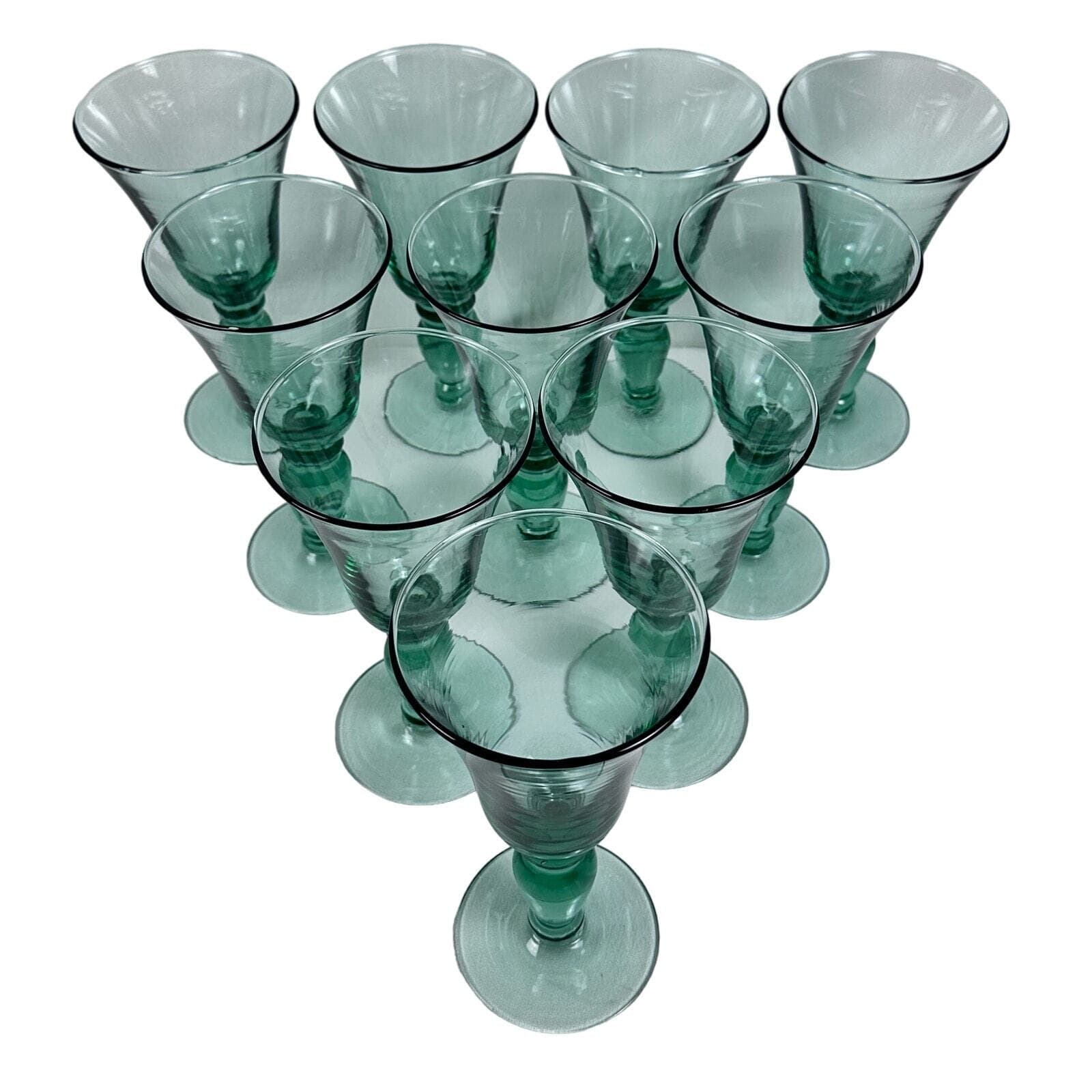 Mikasa Domain Green Glass Wine Goblets Vintage Rare Set of 10 Retired EX - Thumbnail 2