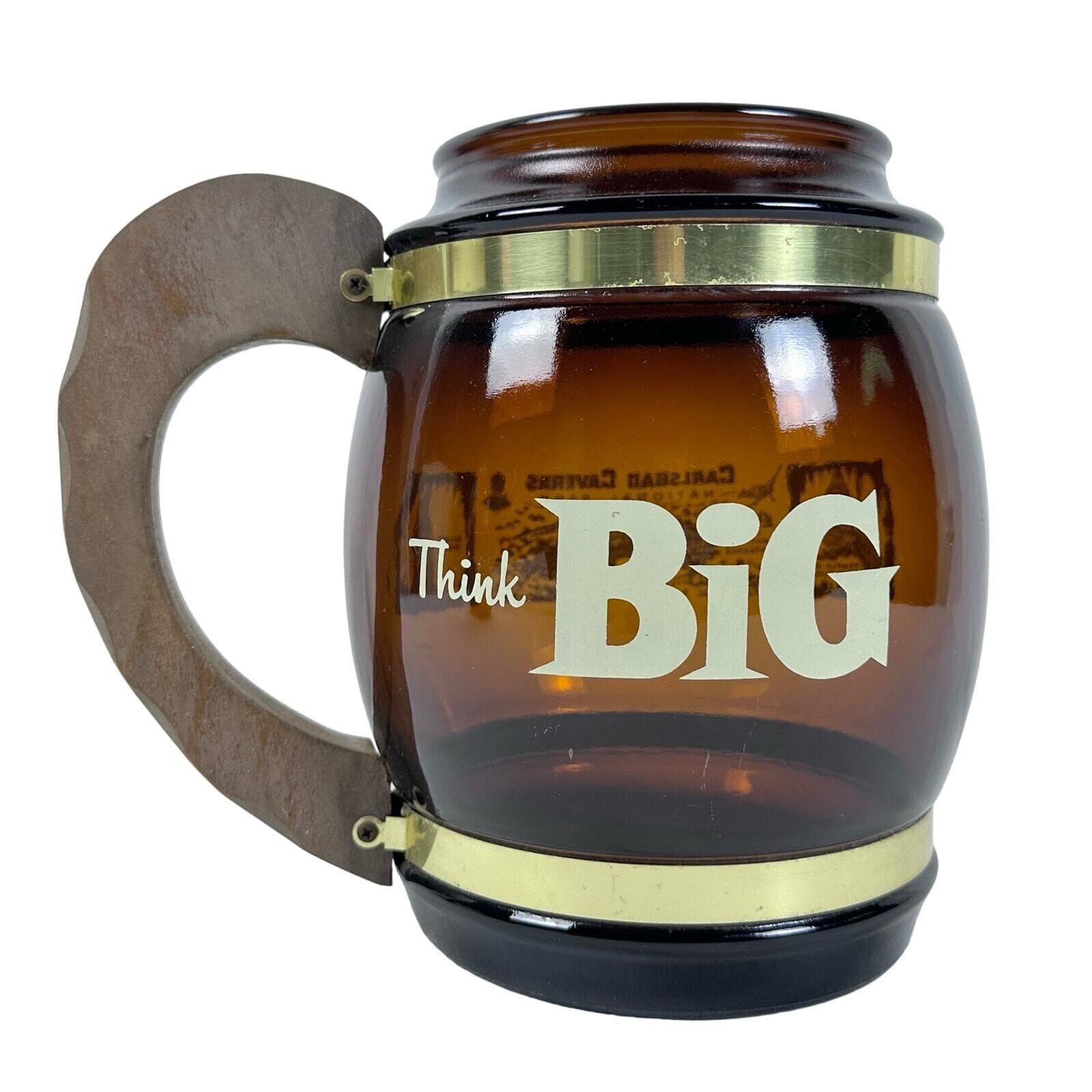 SiestaWare Amber/Brown “Think Big” Carlsbad caverns oversize Beer Stein Mug - Thumbnail 4