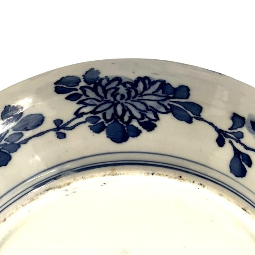 Antique Cauldon England Blue White Transferware Japonisme Floral Cabinet Plate - Thumbnail 13