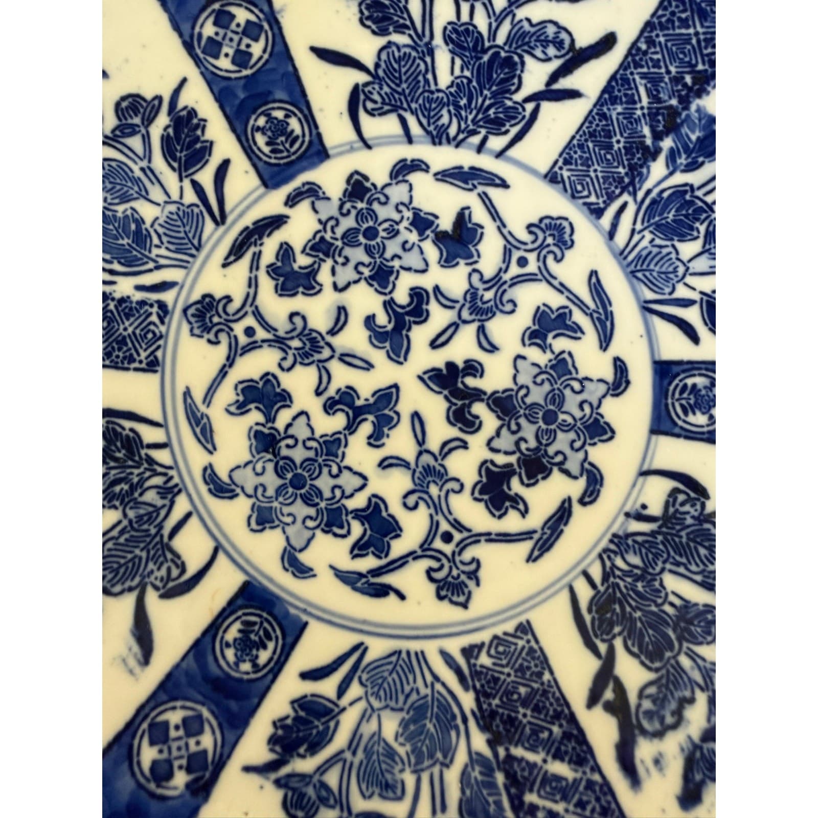 Antique Cauldon England Blue White Transferware Japonisme Floral Cabinet Plate - Thumbnail 12