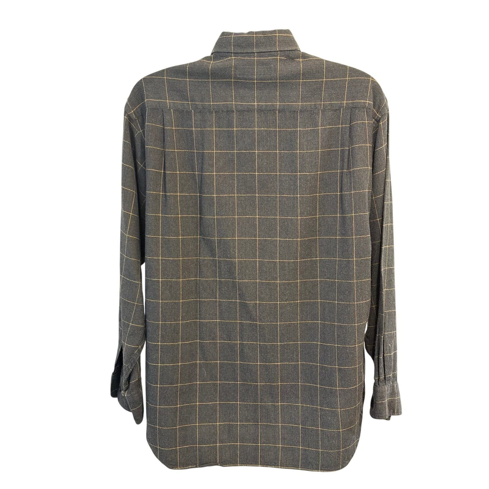 Banana Republic Mens Large Gray Windowpane Flannel Button Front Shirt L - Thumbnail 3