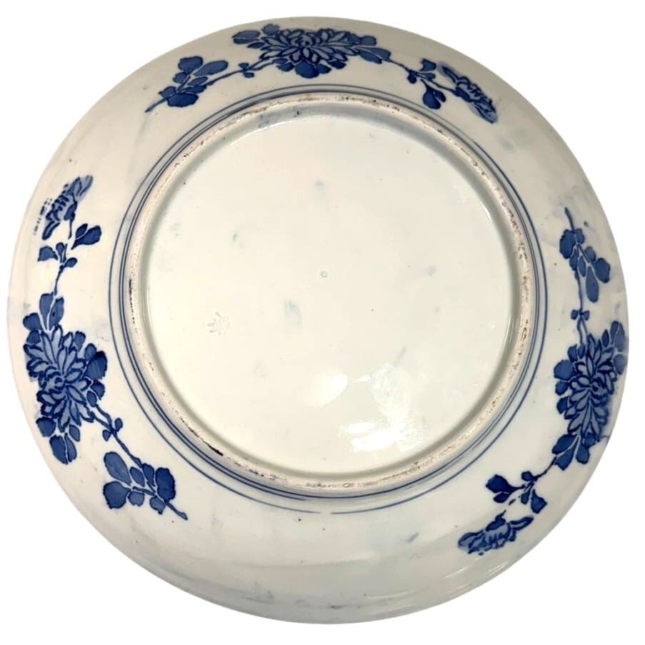 Antique Cauldon England Blue White Transferware Japonisme Floral Cabinet Plate - Thumbnail 2