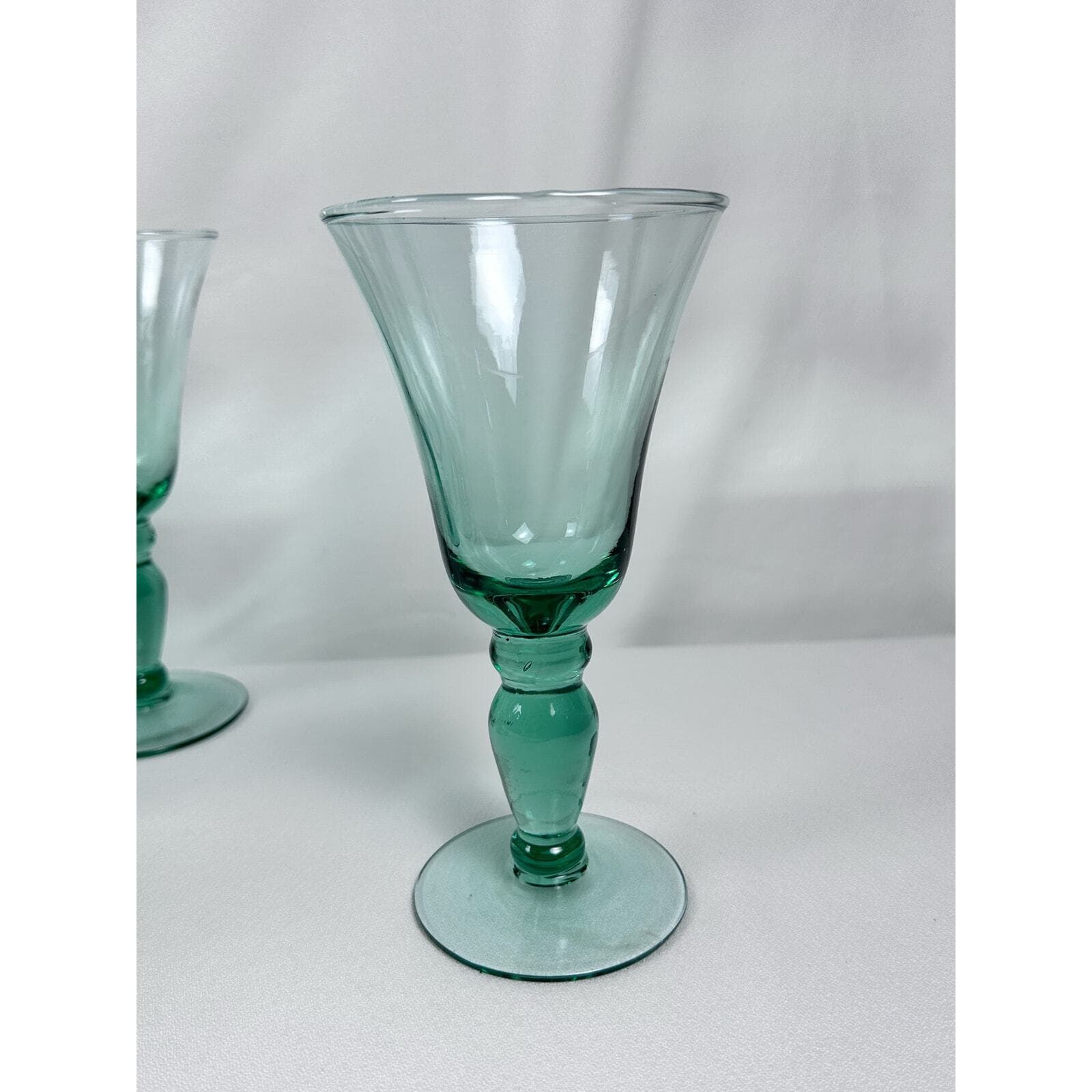 Mikasa Domain Green Glass Wine Goblets Vintage Rare Set of 10 Retired EX - Thumbnail 4