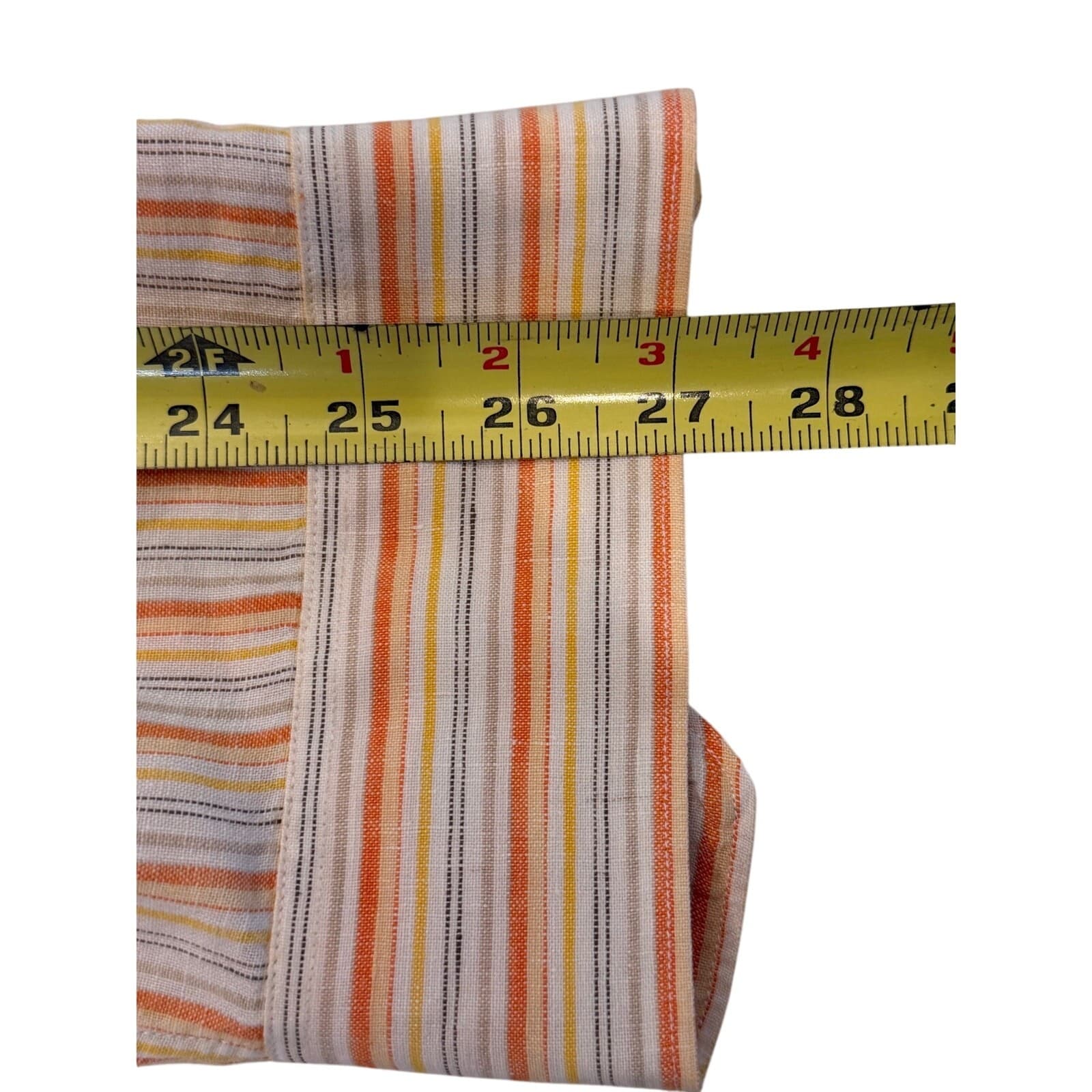 Banana Republic XL Linen Stripe Button Front Shirt Orange Yellow Long Sleeve - Thumbnail 6