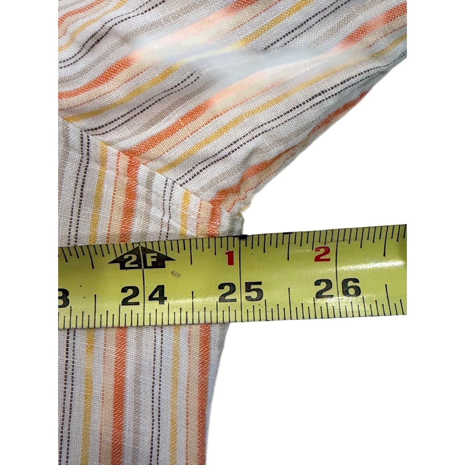 Banana Republic XL Linen Stripe Button Front Shirt Orange Yellow Long Sleeve - Thumbnail 5