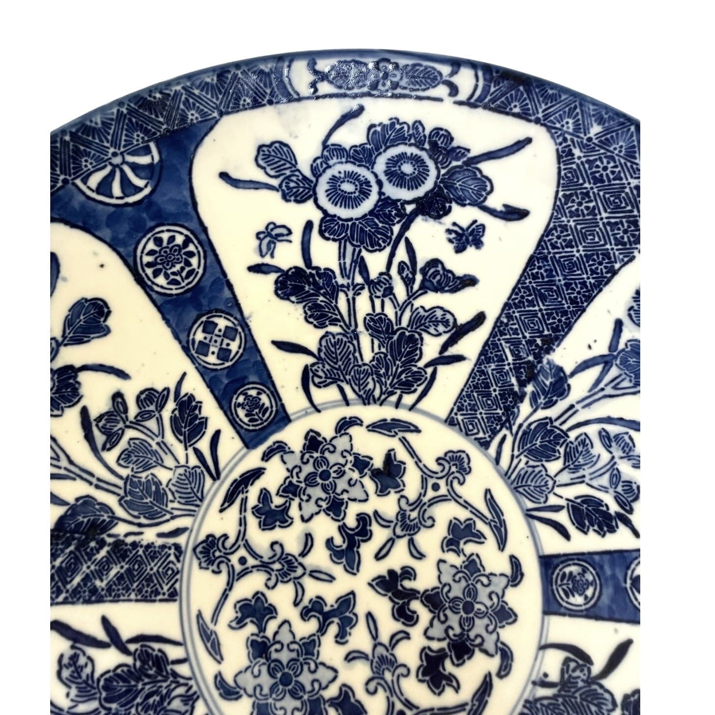 Antique Cauldon England Blue White Transferware Japonisme Floral Cabinet Plate - Thumbnail 10