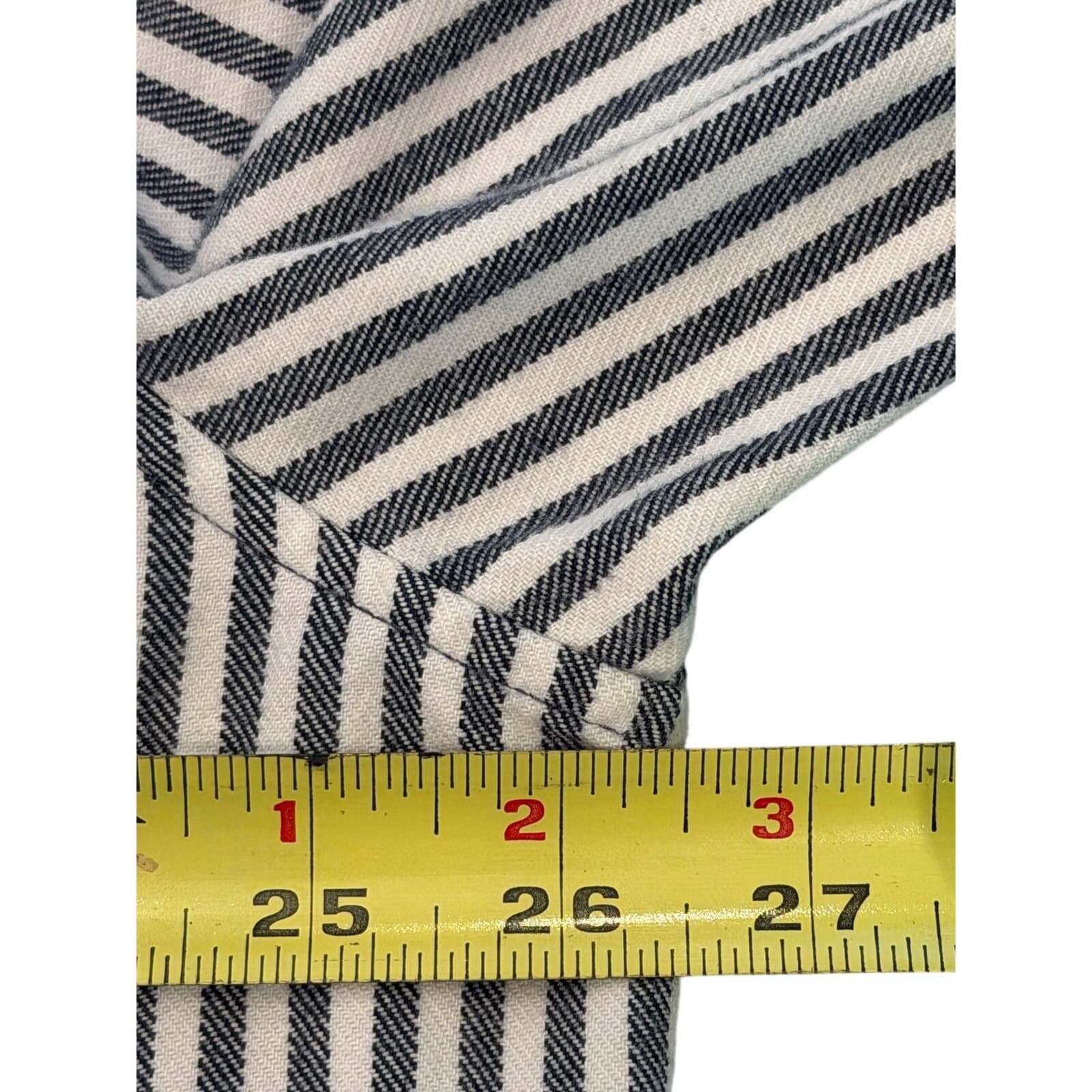 Madda Fella Men's XL Black White Striped Henley Shirt 100% Cotton Long Sleeve - Thumbnail 8