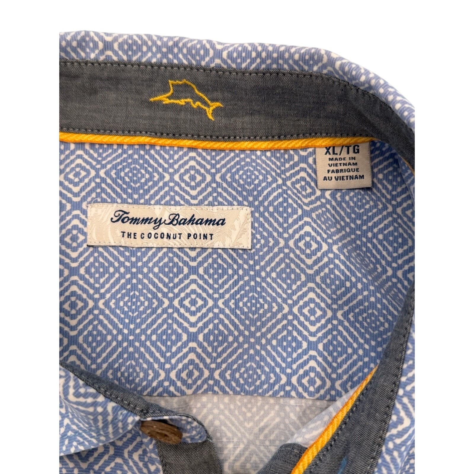 Tommy Bahama Coconut Point Blue Geometric Camp Shirt XL Tencel Modal Aloha - Thumbnail 5