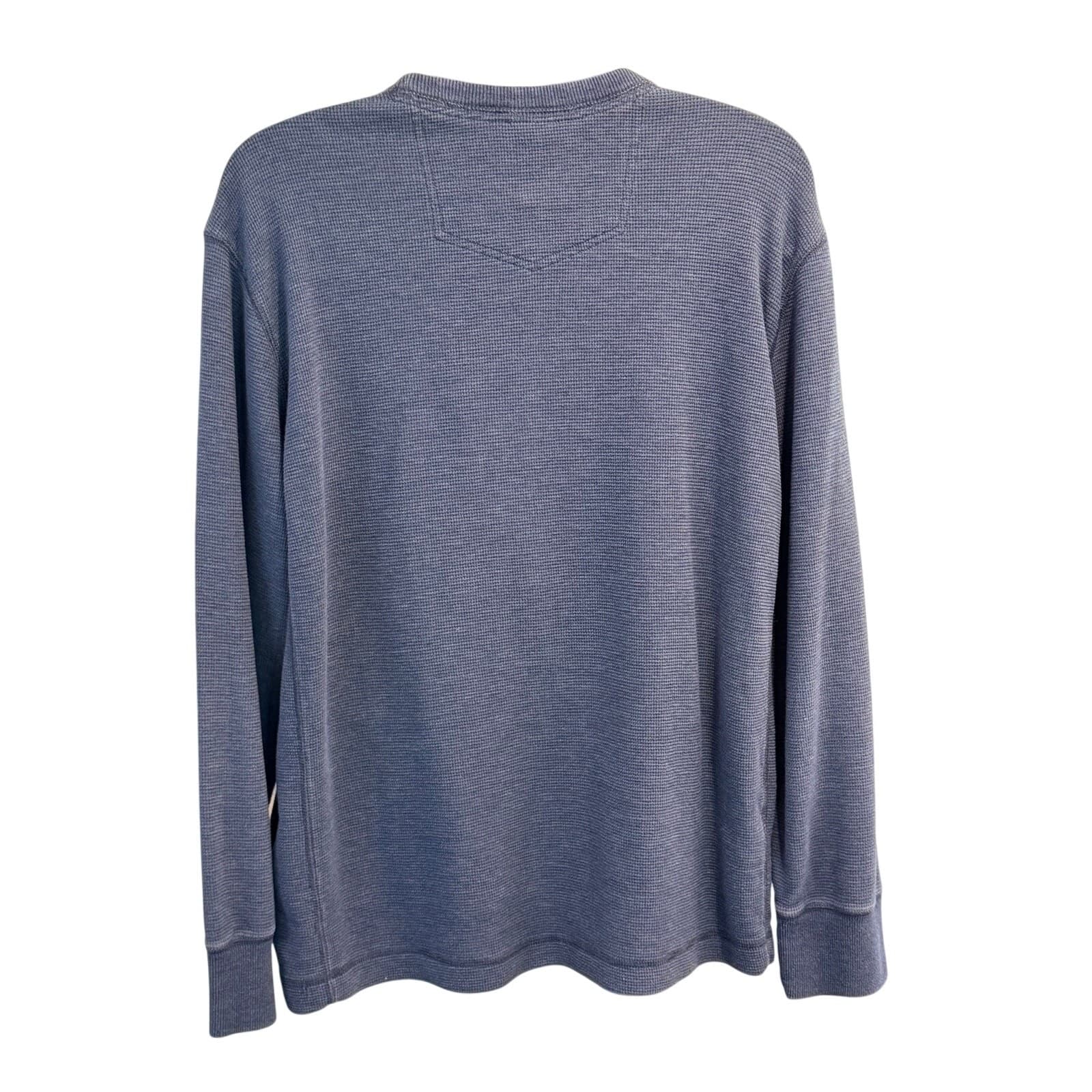 Eddie Bauer Men's Blue Waffle Knit Thermal Crewneck Pullover Shirt XL - Thumbnail 3