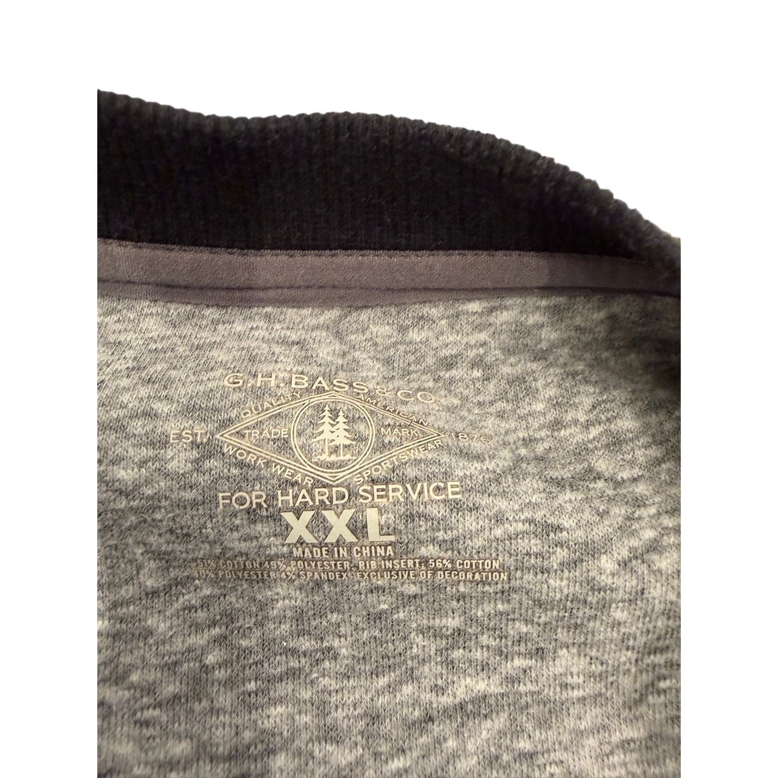G.H. Bass & Co. Black Fleece Crewneck Sweatshirt XXL Workwear Pullover - Thumbnail 5
