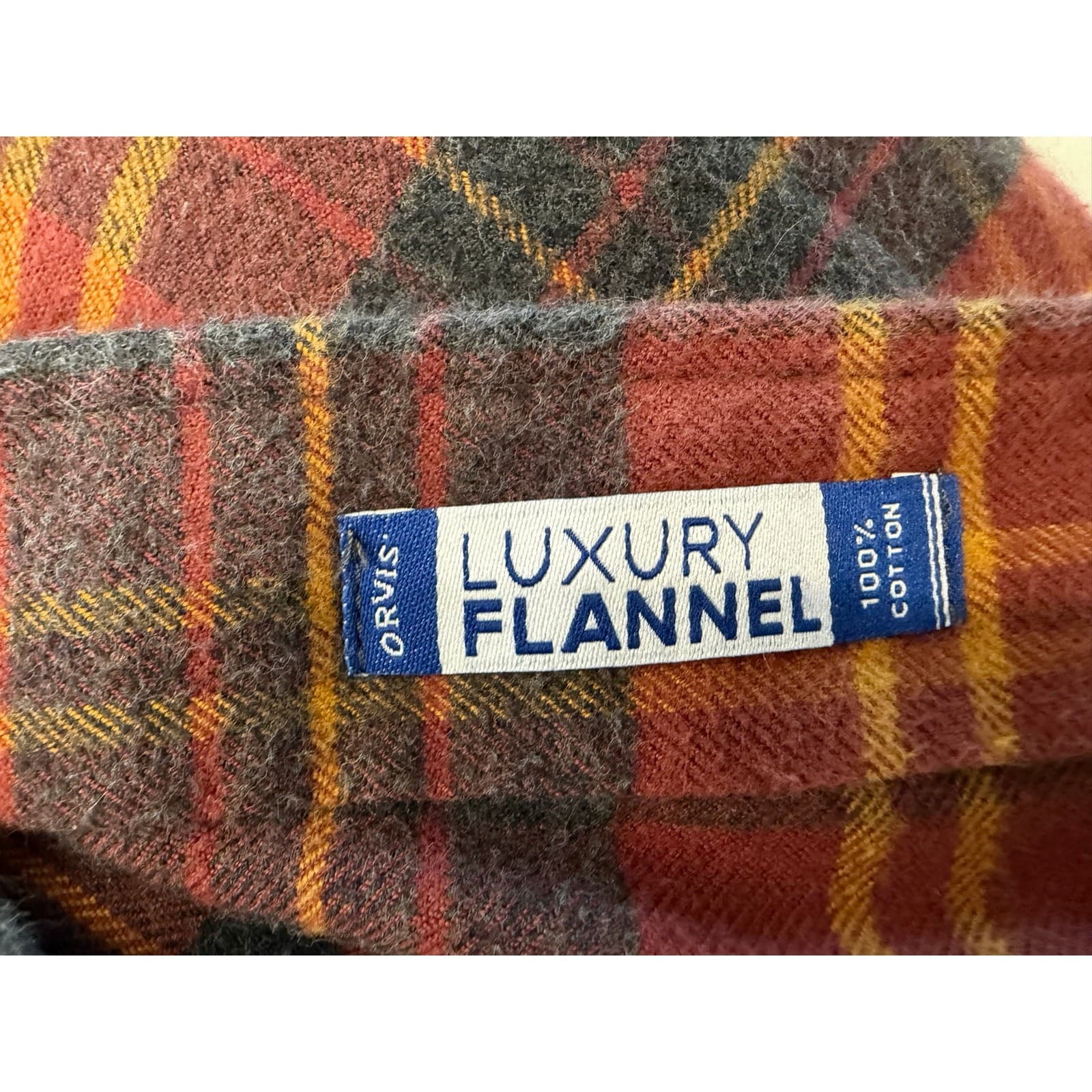 Orvis Luxury Flannel Shirt Mens XL Red Plaid Button Down 100% Cotton - Thumbnail 9