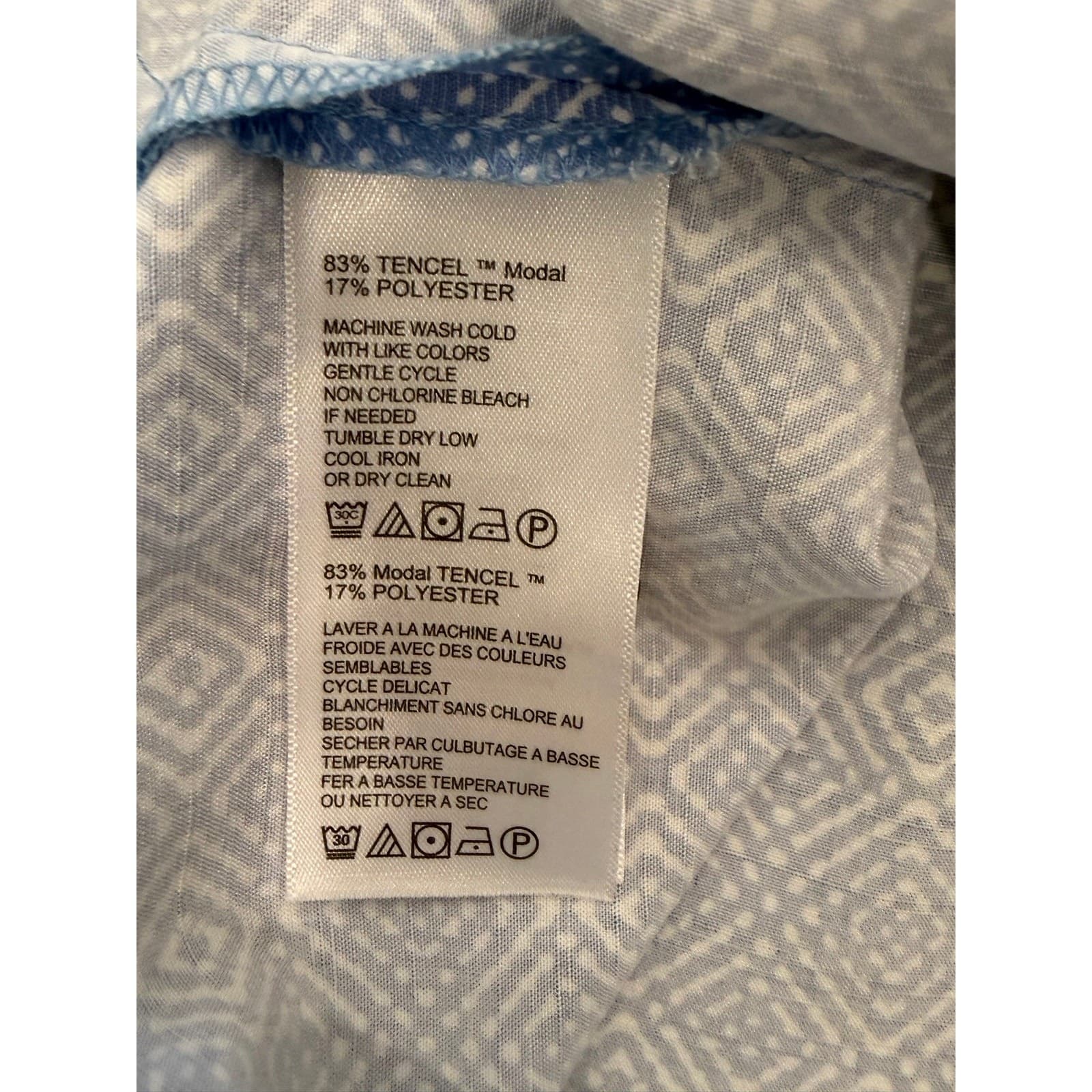 Tommy Bahama Coconut Point Blue Geometric Camp Shirt XL Tencel Modal Aloha - Thumbnail 6