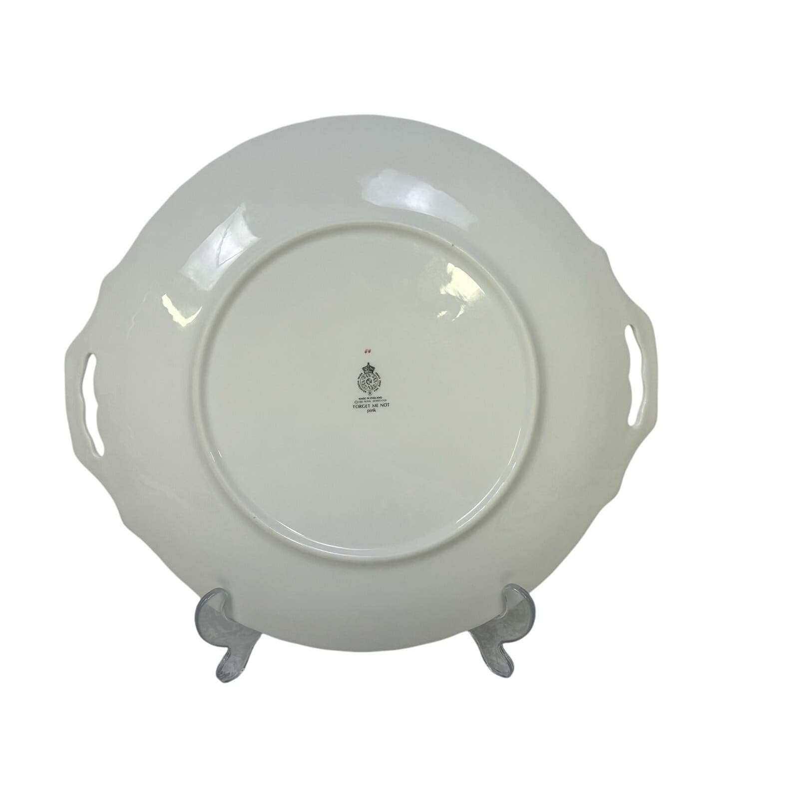Royal Worcester England Retired 'Forget Me Not' 12" Handled Cake Plate - Thumbnail 6