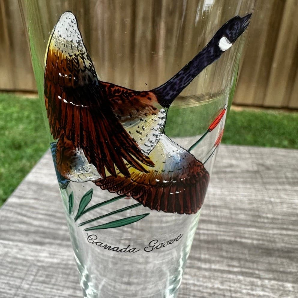 Ned Smith 8.25" Pilsner Beer Glasses-Pitcher-Waterfowl-Painted Ducks- Set of 7 - Thumbnail 5
