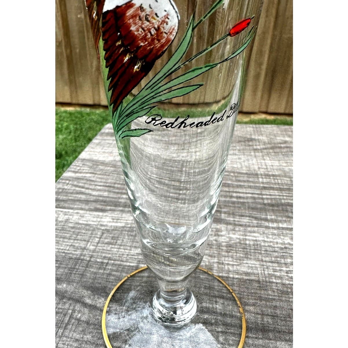 Ned Smith 8.25" Pilsner Beer Glasses-Pitcher-Waterfowl-Painted Ducks- Set of 7 - Thumbnail 8
