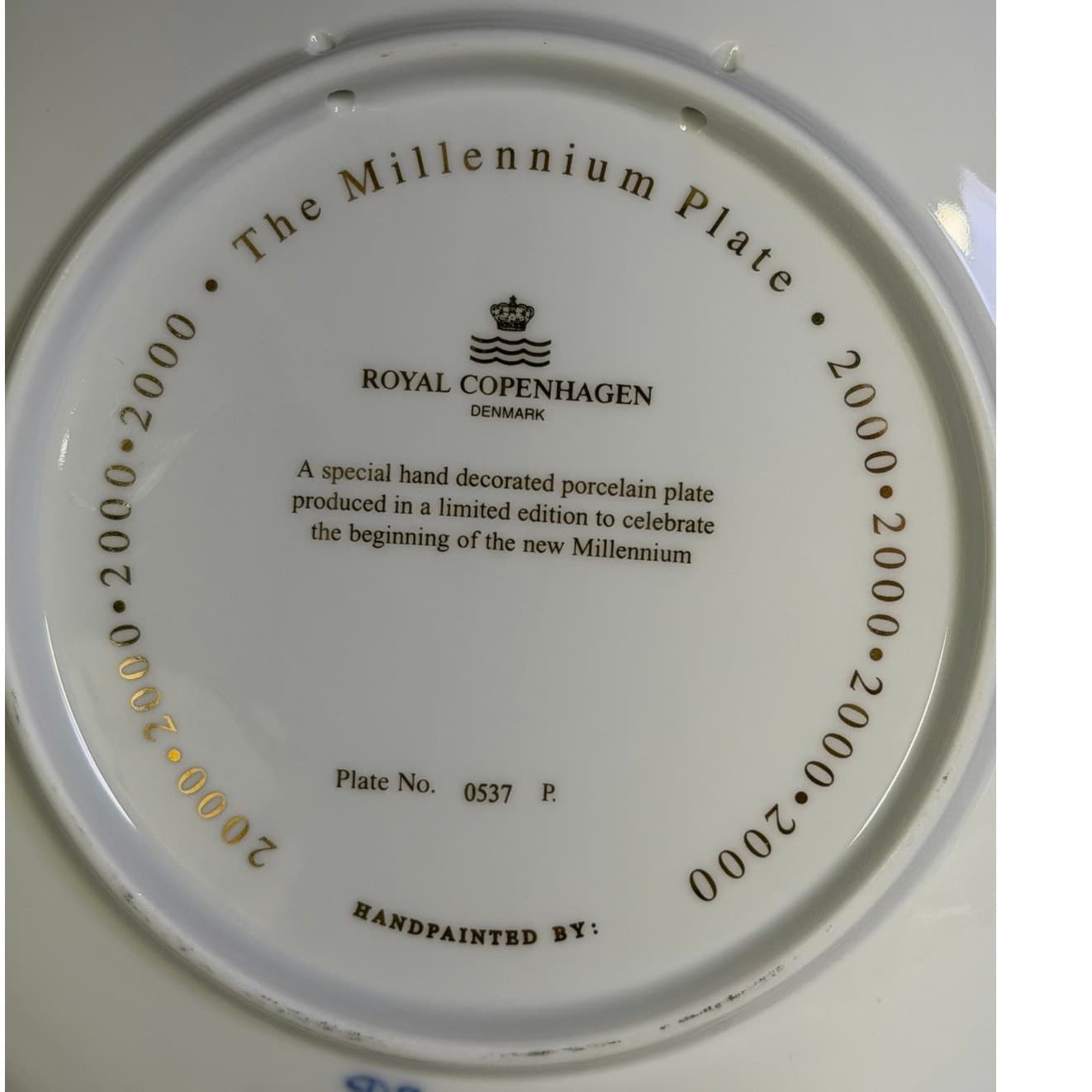 Bing & Grondahl Denmark Limited Edition Hand Painted 2000 Millenium Plate #0537 - Thumbnail 3