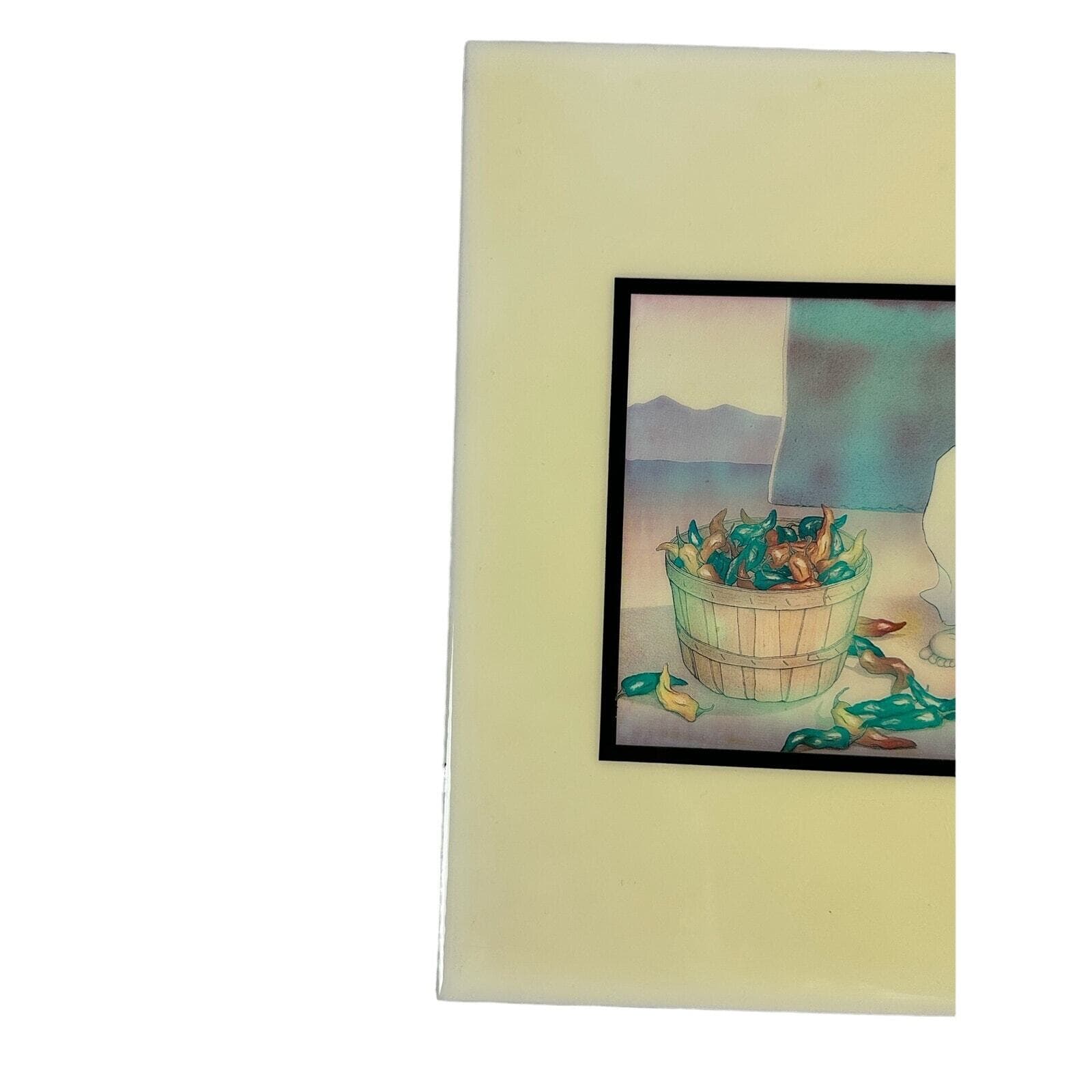 RC Gorman Tile Artist Navajo Hand Painted Tile "Chile Picker"-Rare Blue 2968/RG - Thumbnail 4
