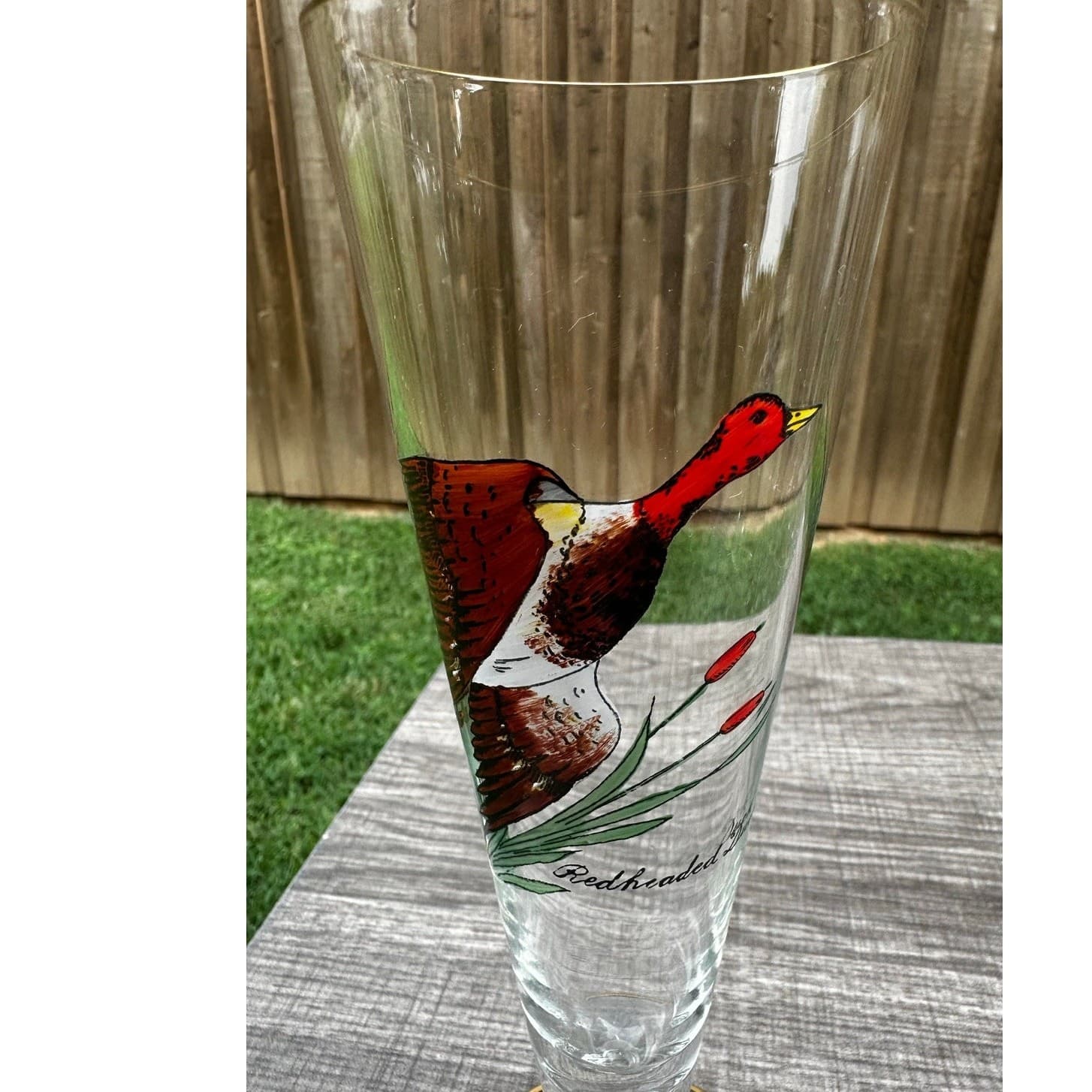 Ned Smith 8.25" Pilsner Beer Glasses-Pitcher-Waterfowl-Painted Ducks- Set of 7 - Thumbnail 7