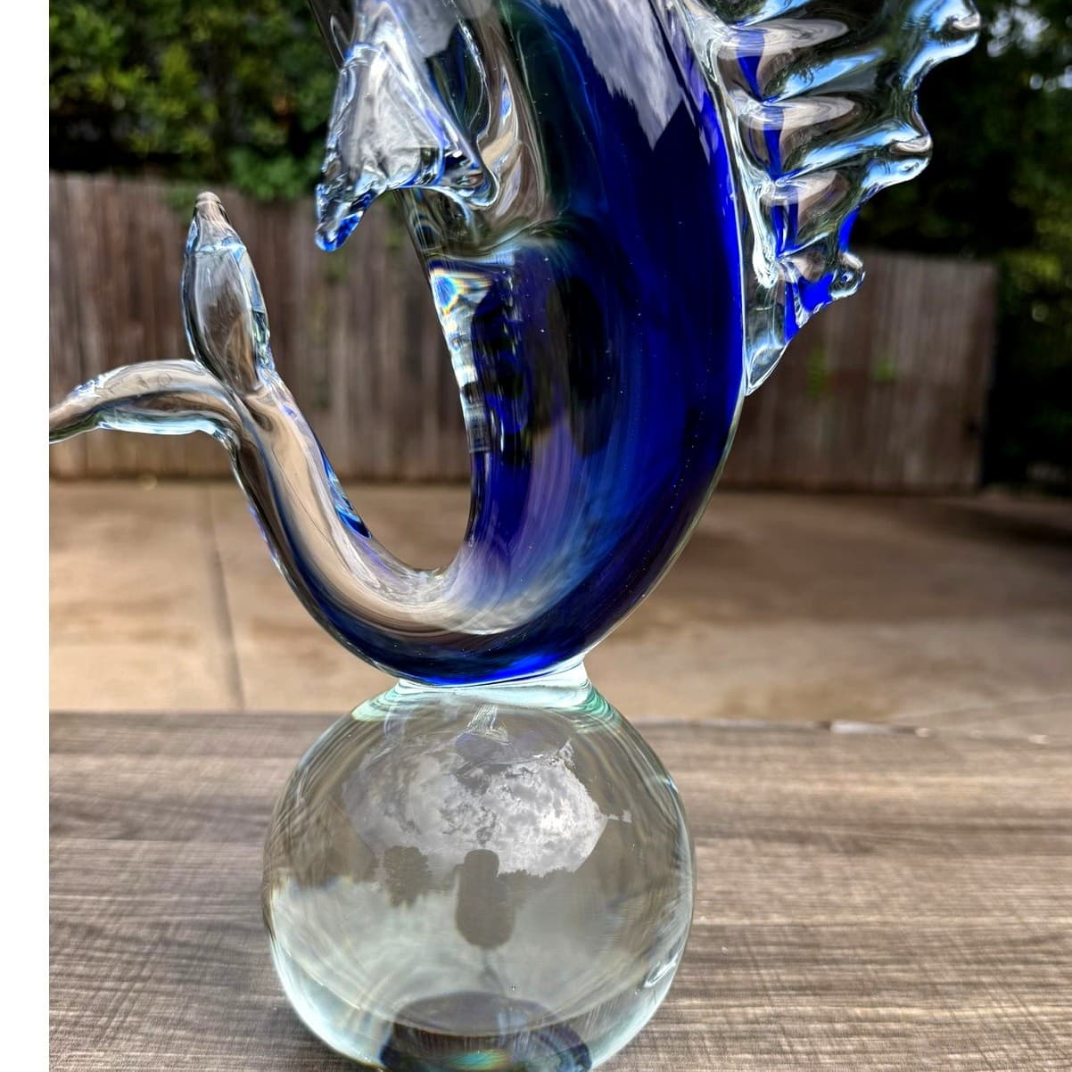 Signed Quidio Hand Blown Art Glass Sailfish Marlin Sculpture Cobalt Blue 13.5" - Thumbnail 8