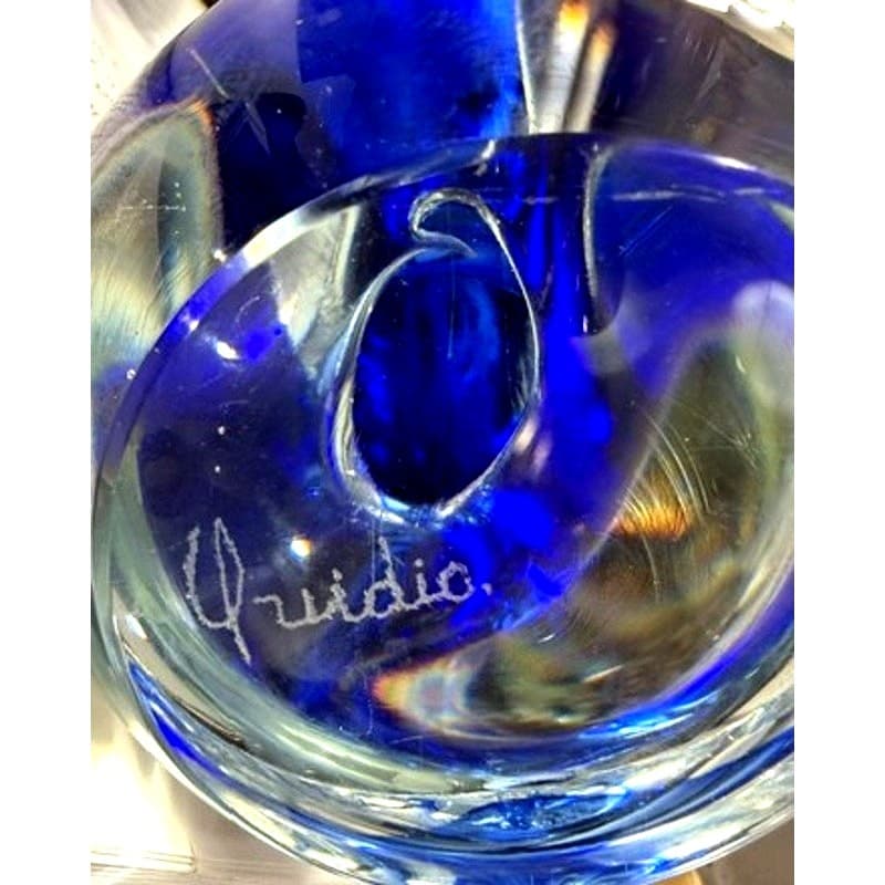 Signed Quidio Hand Blown Art Glass Sailfish Marlin Sculpture Cobalt Blue 13.5" - Thumbnail 13