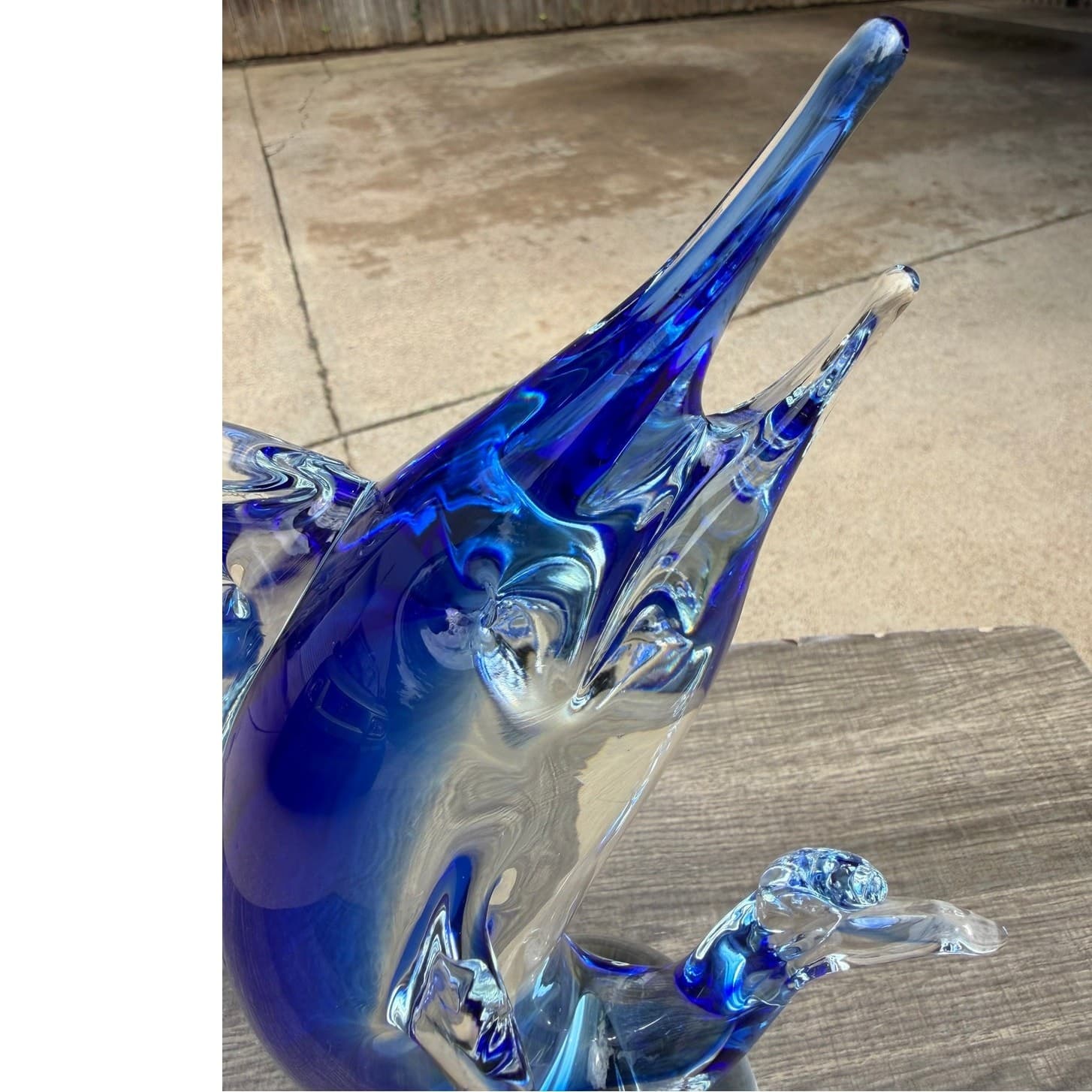 Signed Quidio Hand Blown Art Glass Sailfish Marlin Sculpture Cobalt Blue 13.5" - Thumbnail 11