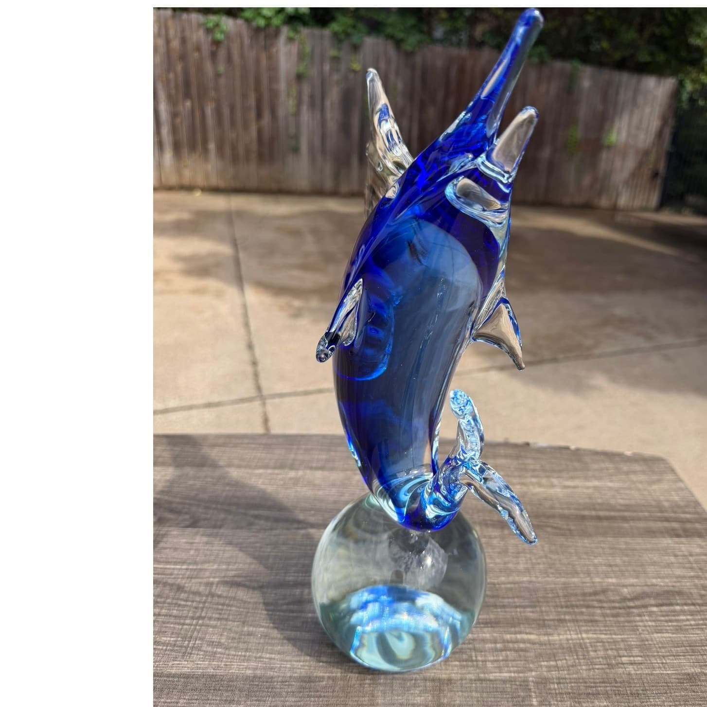 Signed Quidio Hand Blown Art Glass Sailfish Marlin Sculpture Cobalt Blue 13.5" - Thumbnail 7
