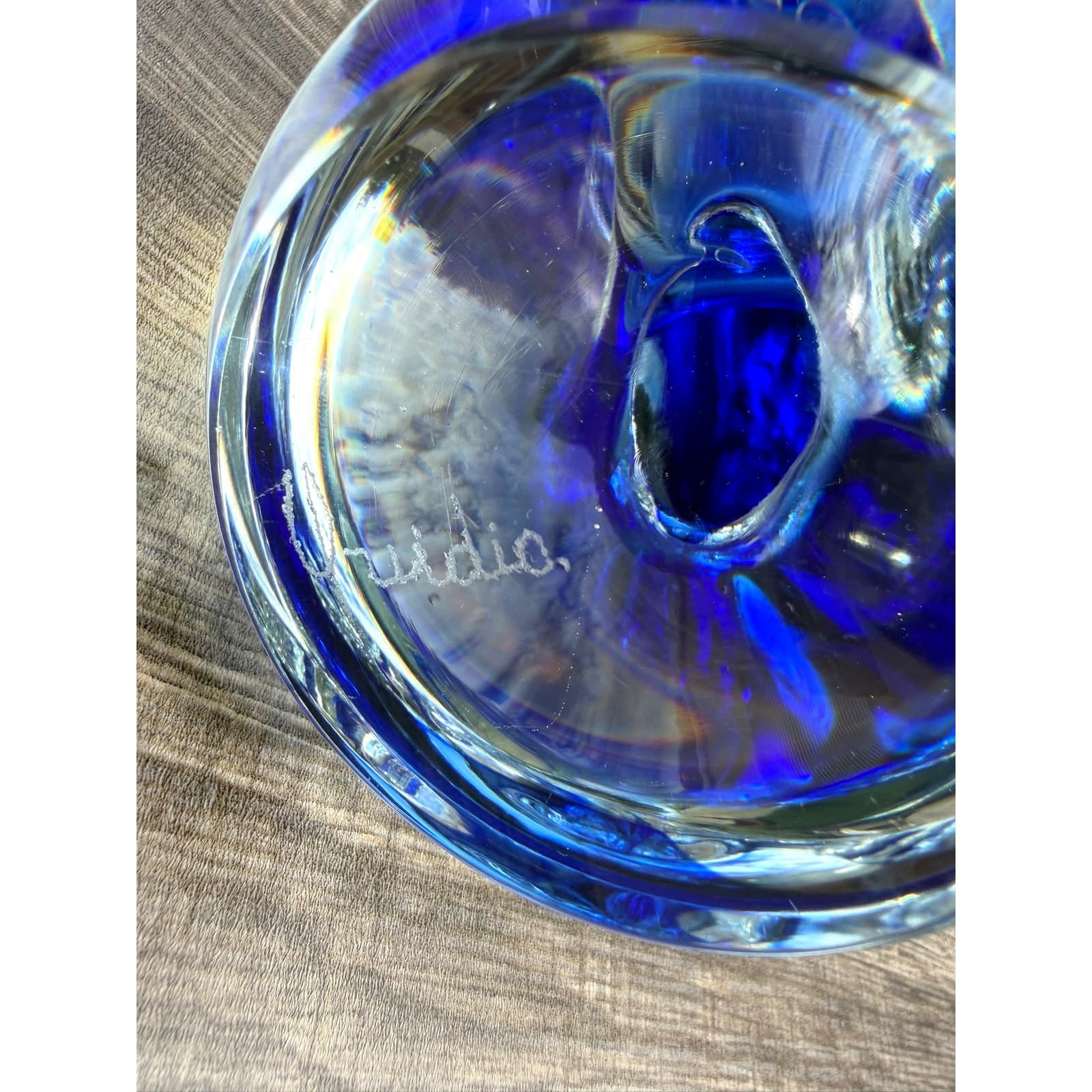 Signed Quidio Hand Blown Art Glass Sailfish Marlin Sculpture Cobalt Blue 13.5" - Thumbnail 10