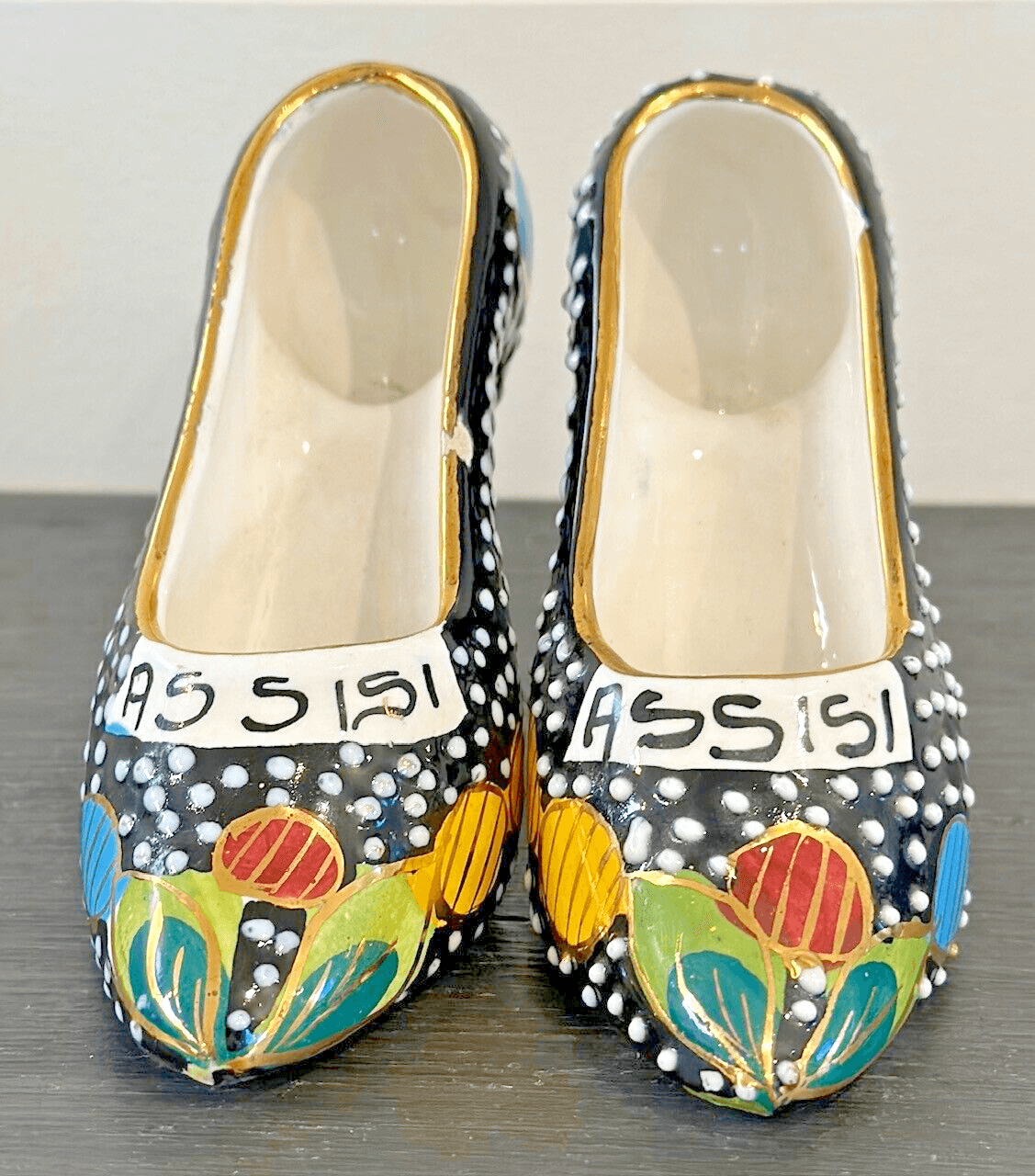 Pair of Mid-Century Italian Fima Deruta Assisi Souvenir High Heel Shoes - Thumbnail 3